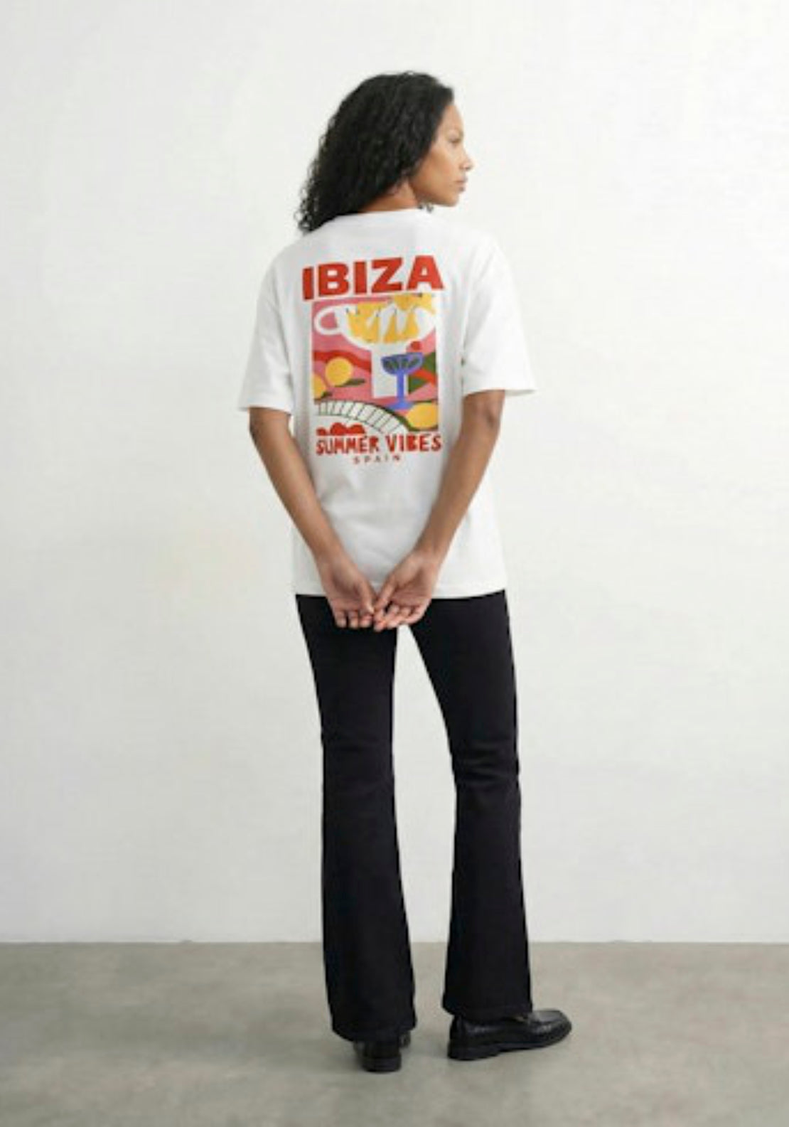 Topshop Premium Boxy Printed T-Shirt - White/ibiza 2 Shaws Department Stores