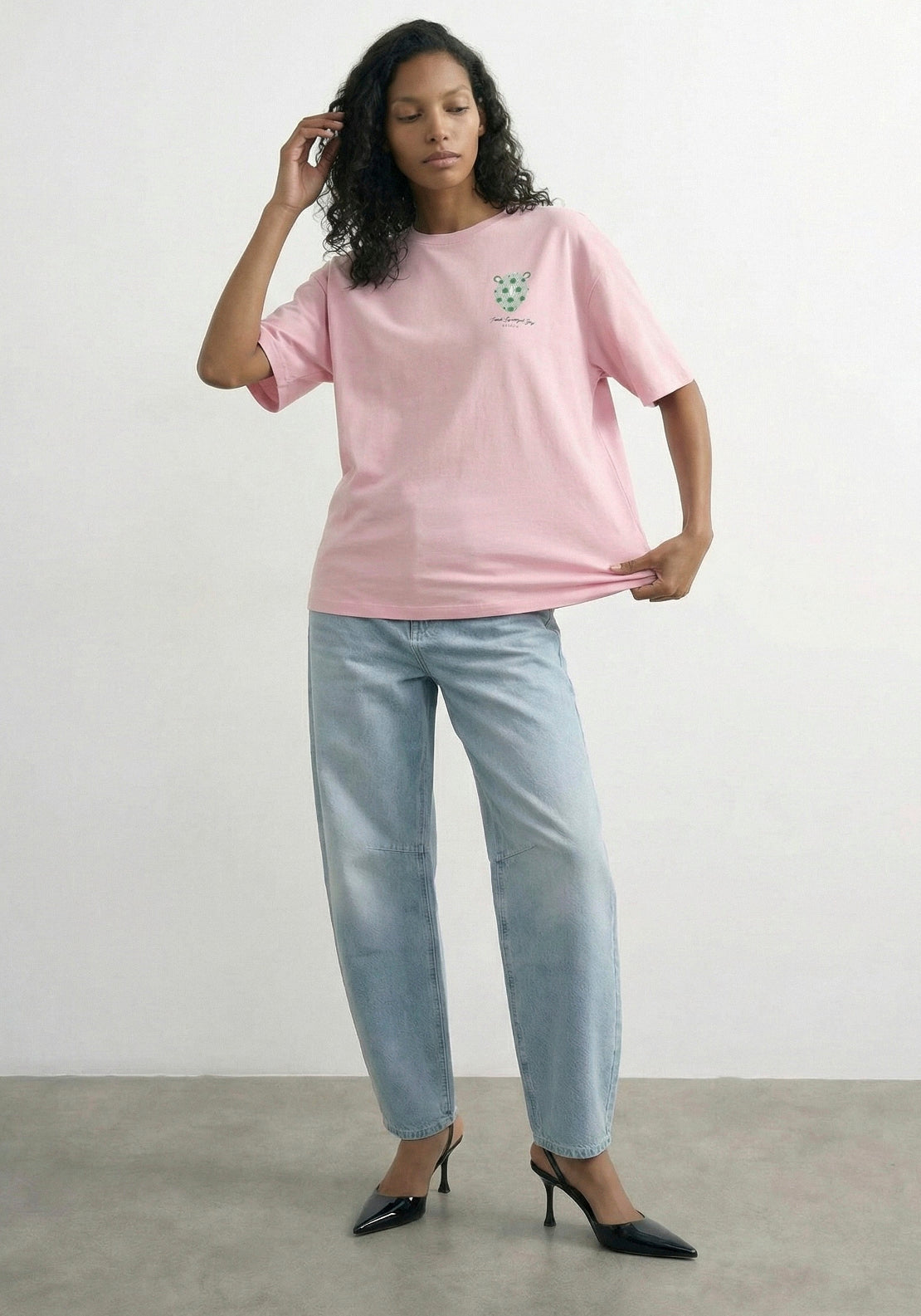 Topshop Premium Boxy Printed T-Shirt - Parfait Pink 4 Shaws Department Stores