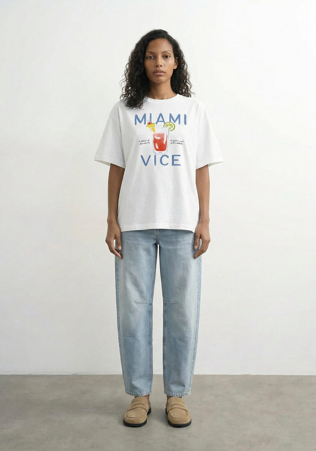Topshop Premium Boxy Printed T-Shirt - Bright White/miami 1 Shaws Department Stores
