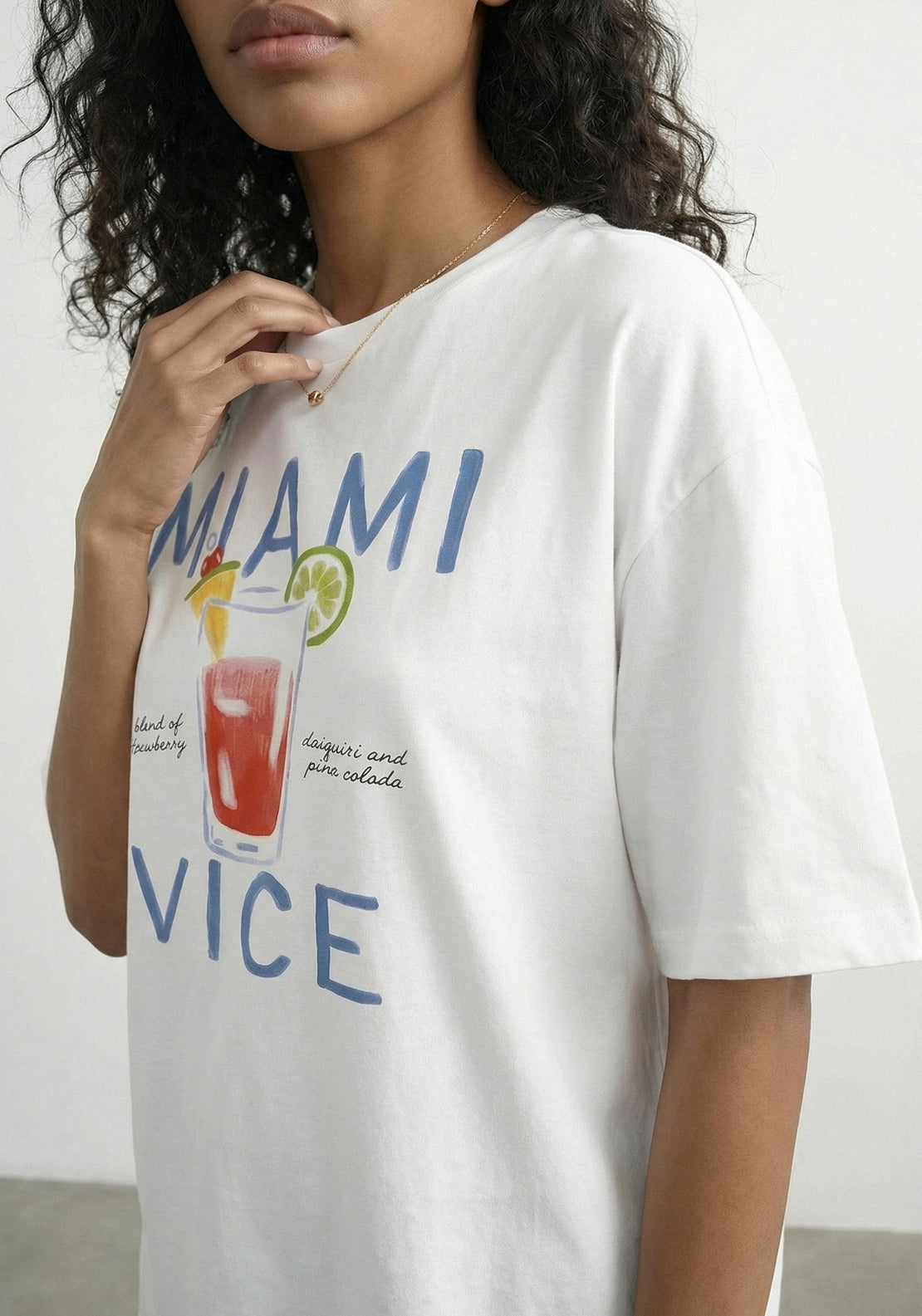 Topshop Premium Boxy Printed T-Shirt - Bright White/miami 3 Shaws Department Stores