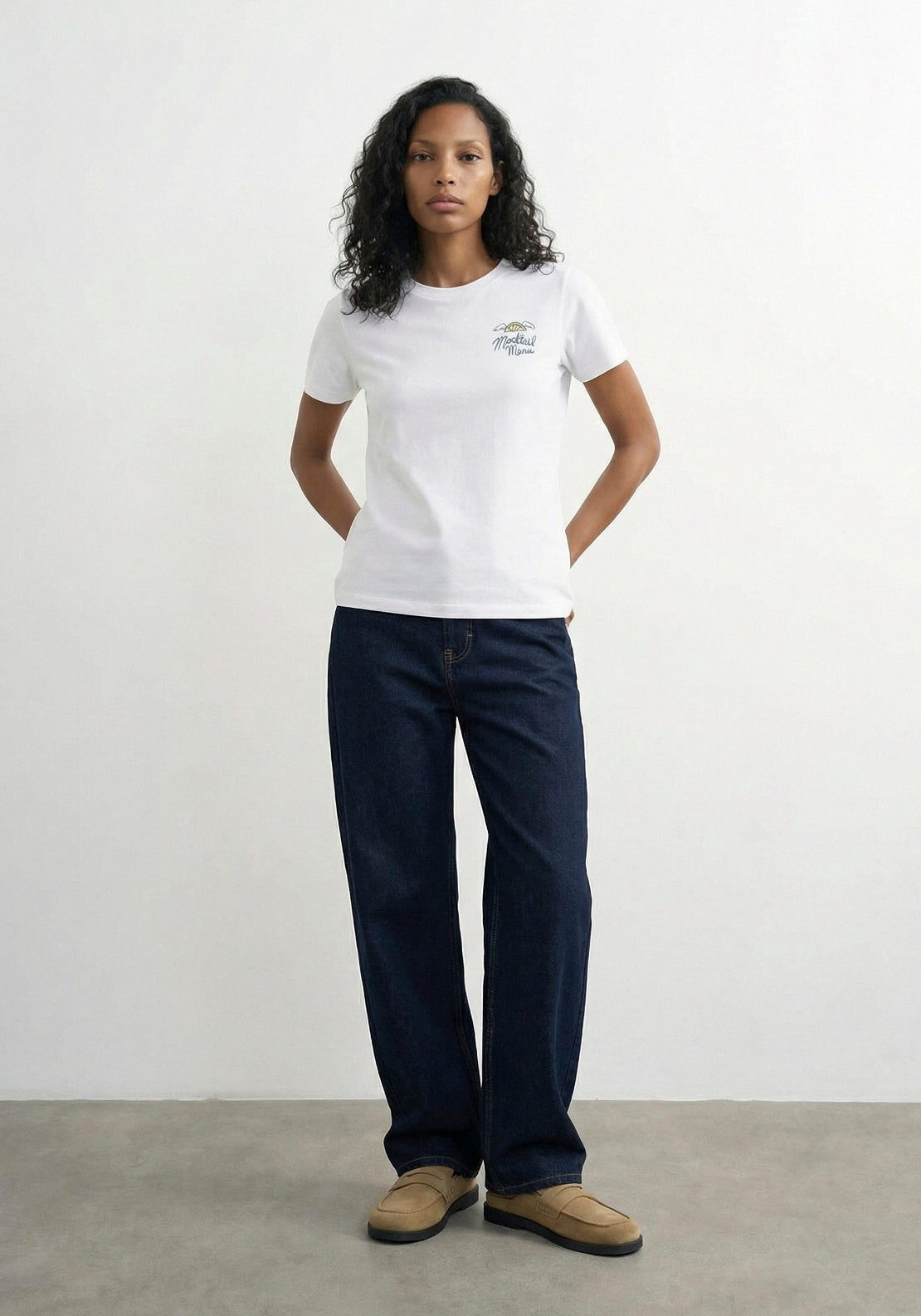 Topshop Kia Everyday Print Short Sleeve T-Shirt - Bright White Mocktail Menu 4 Shaws Department Stores