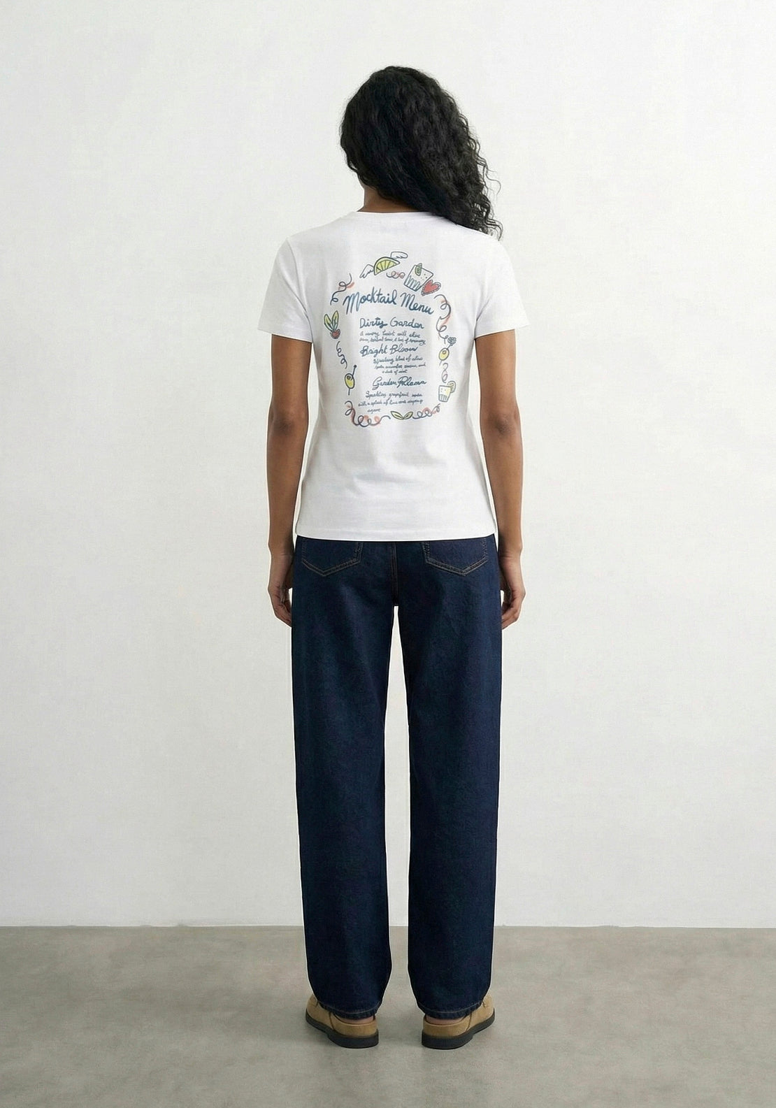 Topshop Kia Everyday Print Short Sleeve T-Shirt - Bright White Mocktail Menu 2 Shaws Department Stores