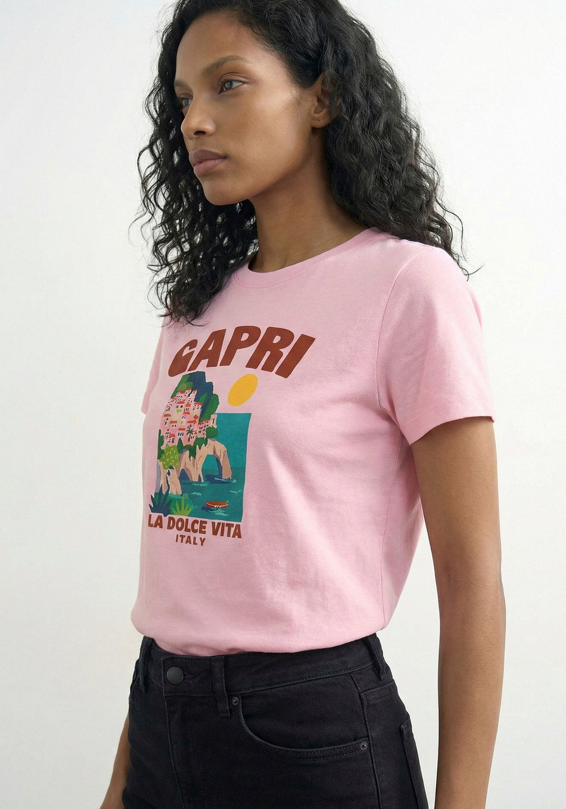 Topshop Kia Everyday Print Short Sleeve T-Shirt - Parfait Pink 3 Shaws Department Stores