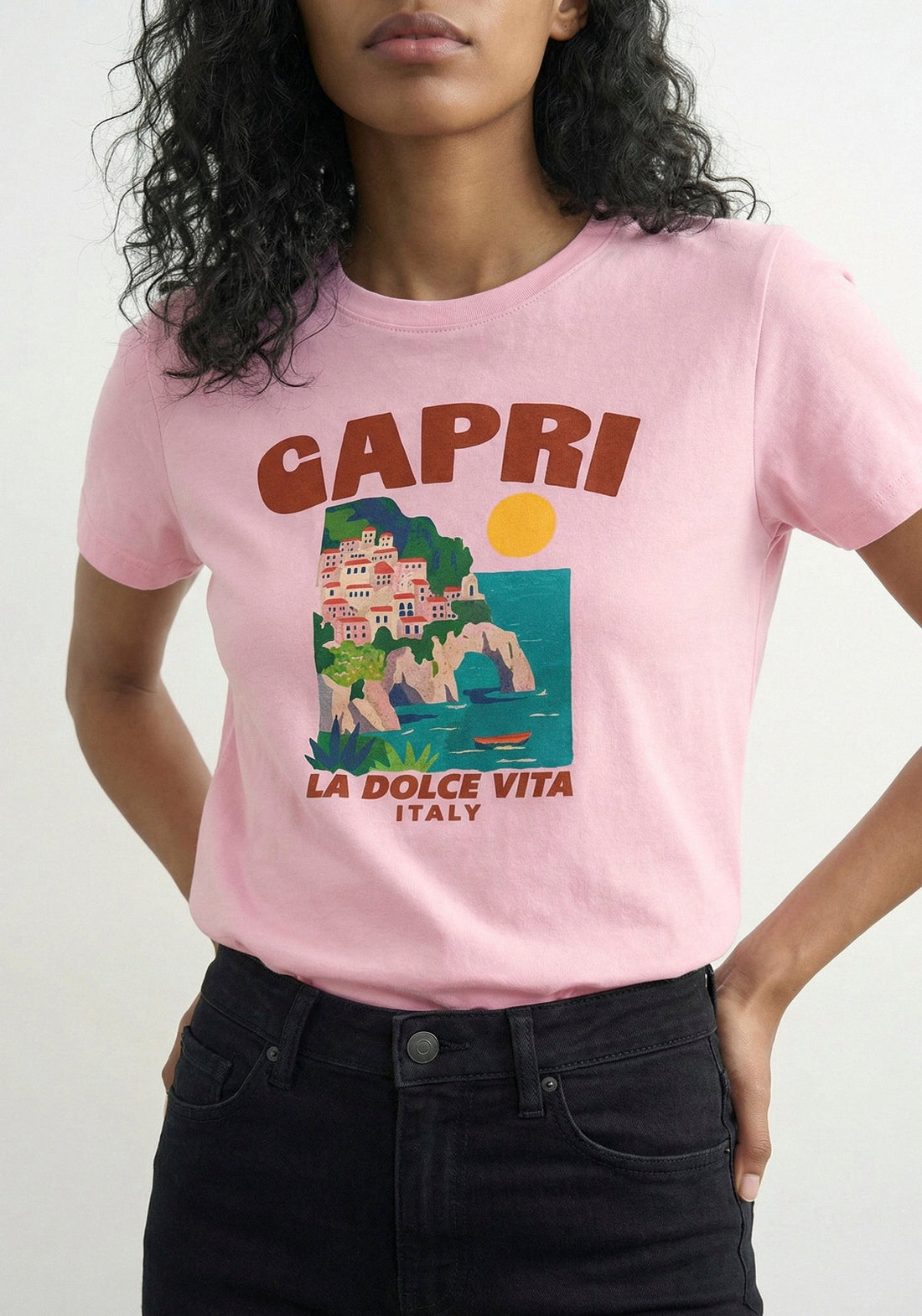 Topshop Kia Everyday Print Short Sleeve T-Shirt - Parfait Pink 1 Shaws Department Stores