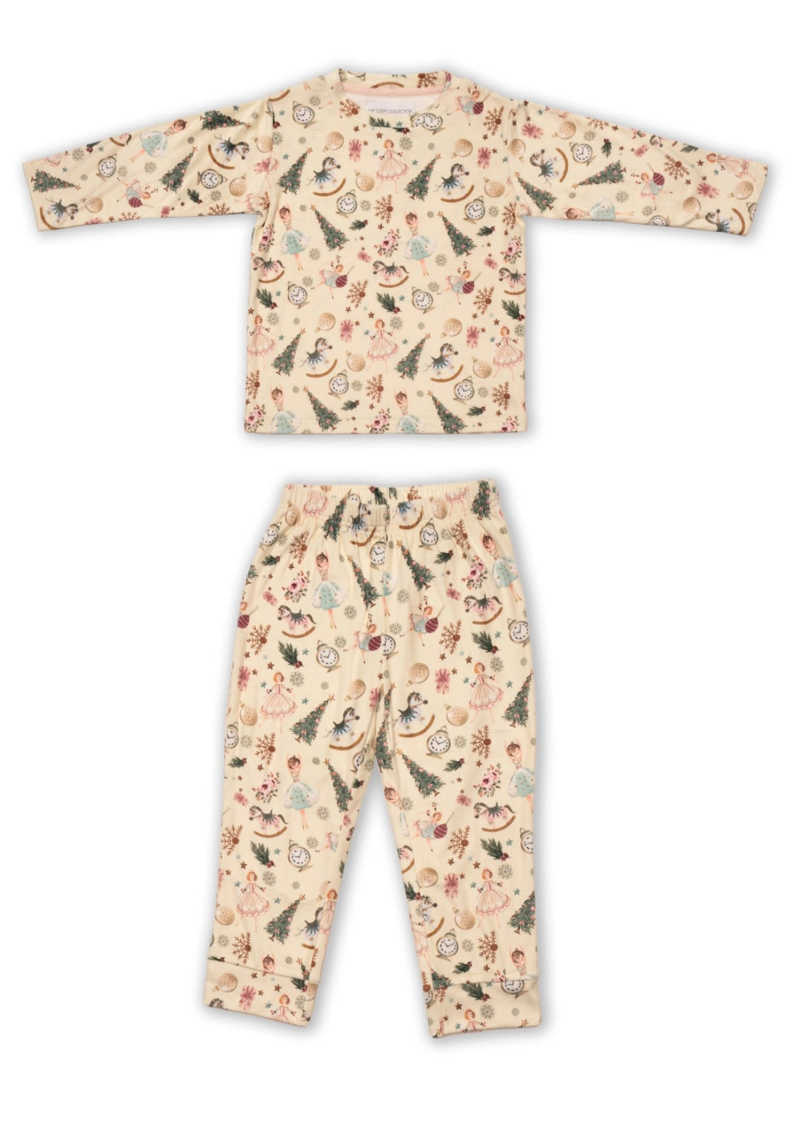 The Sleep Collection Xmas Ballet Crew Neck Pyjama Set - Soft Yellow 2 Shaws Department Stores