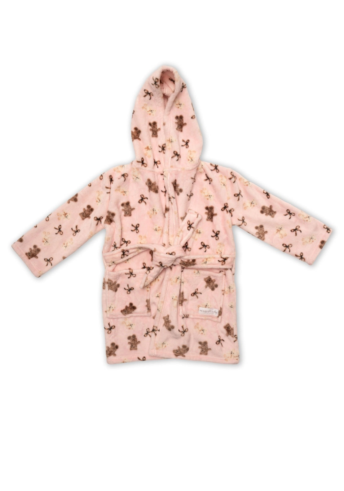 The Sleep Collection Teddy Bear Print Soft Hooded Robe - Pink 2 Shaws Department Stores
