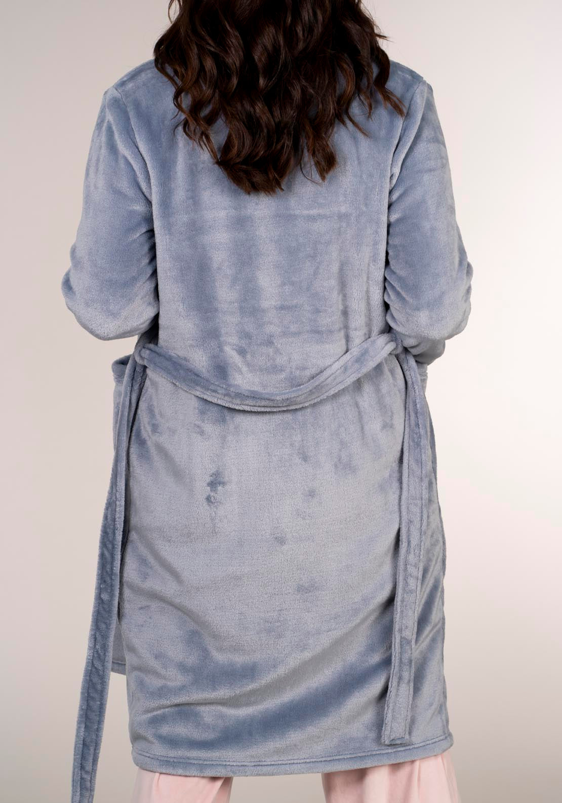 The Sleep Collection Ribbed Lapel Robe - Blue 5 Shaws Department Stores