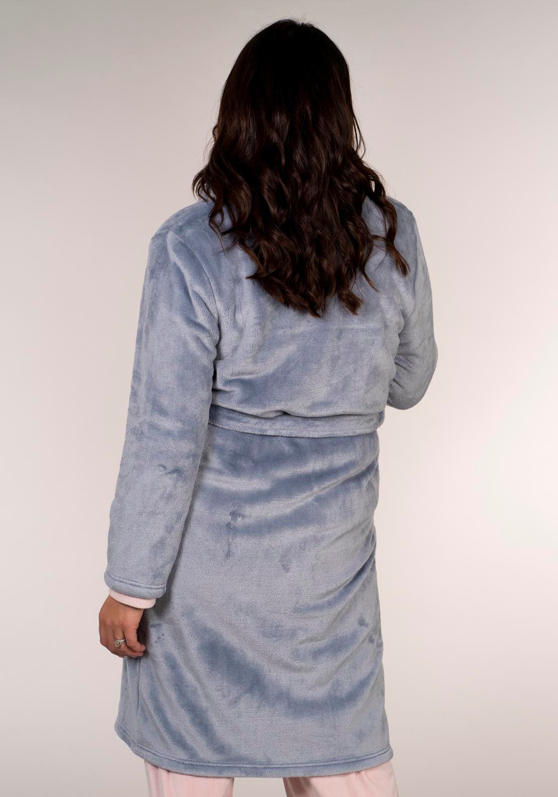 The Sleep Collection Ribbed Lapel Robe - Blue 4 Shaws Department Stores