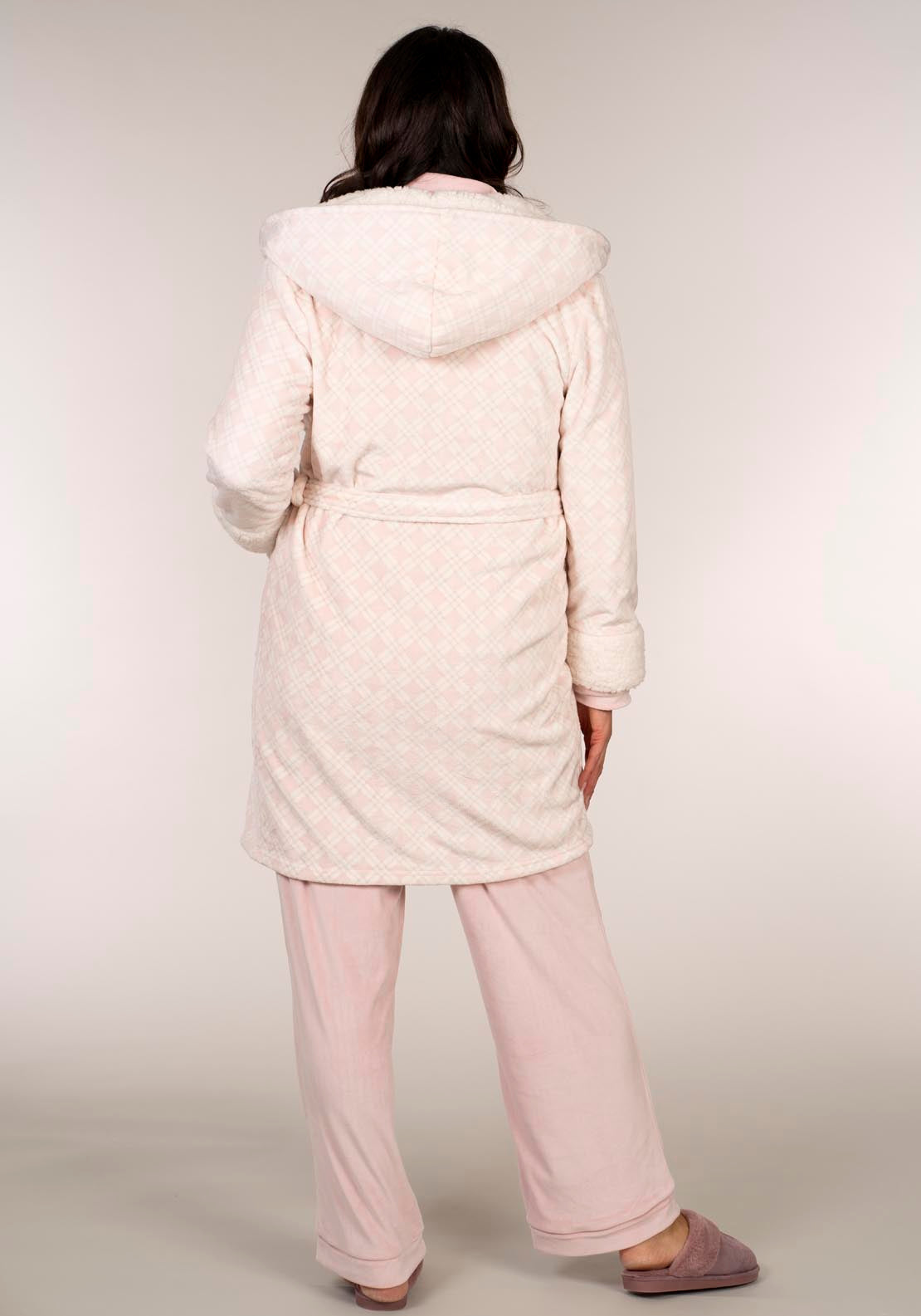 The Sleep Collection Check Hooded Robe - Pink 5 Shaws Department Stores