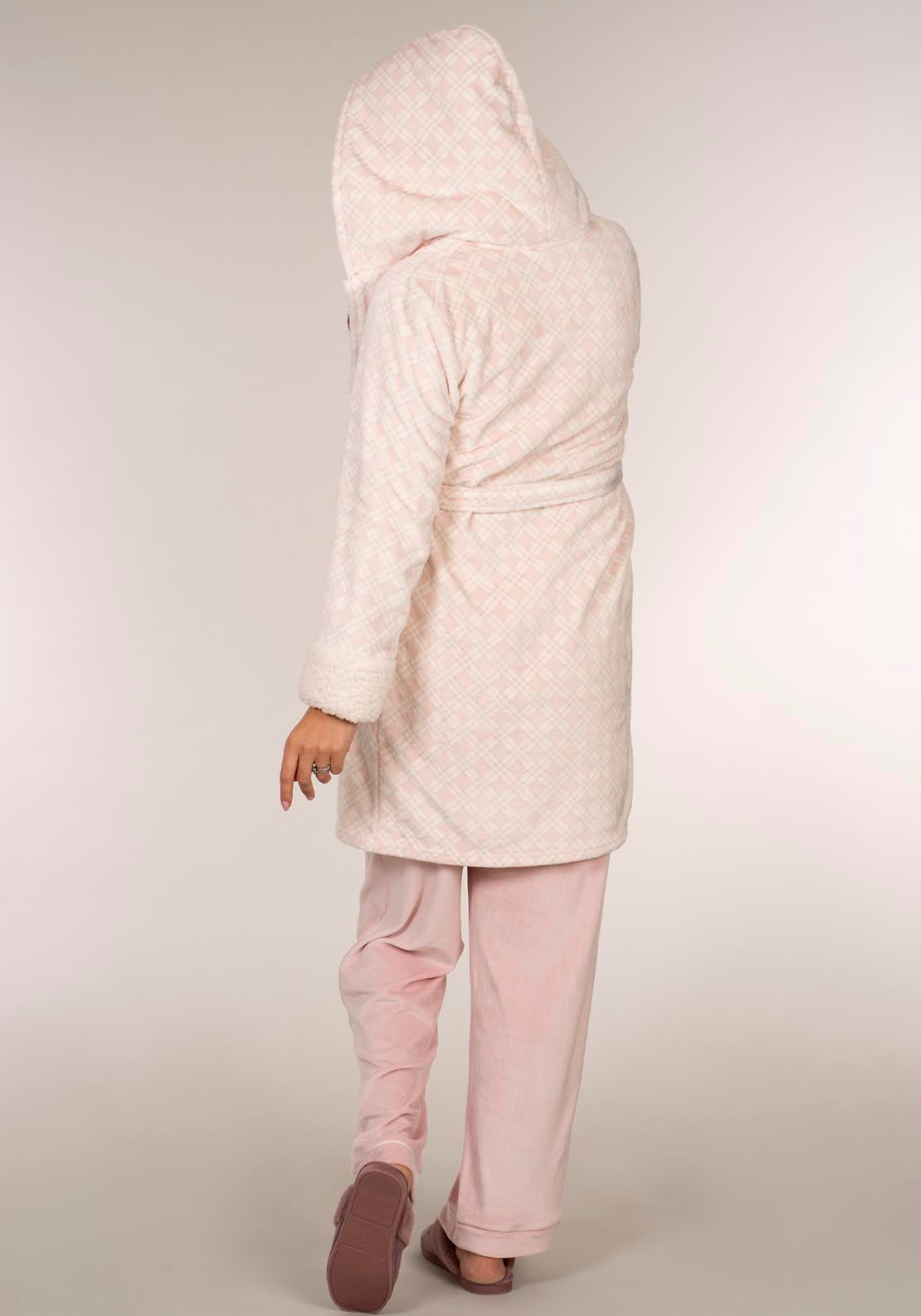 The Sleep Collection Check Hooded Robe - Pink 3 Shaws Department Stores