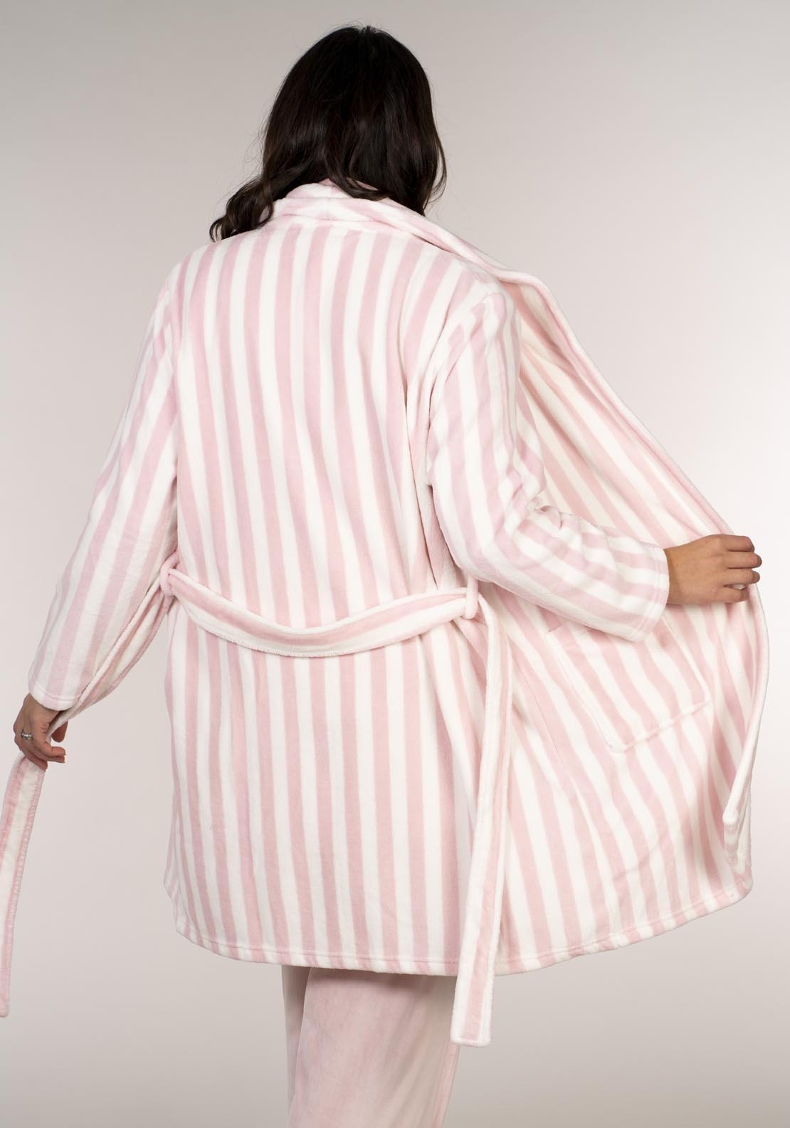 The Sleep Collection Stripe Robe - Pink 5 Shaws Department Stores