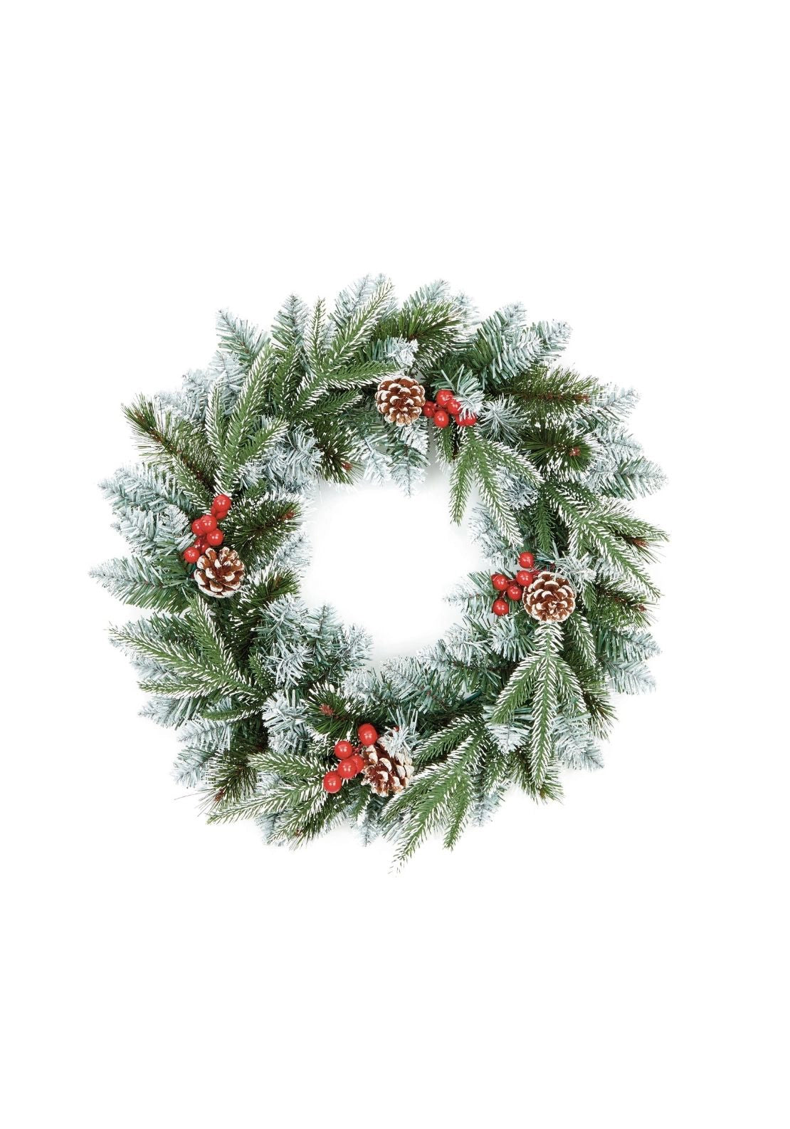 New Jersey Christmas Wreath With Berries &amp; Cones - Green