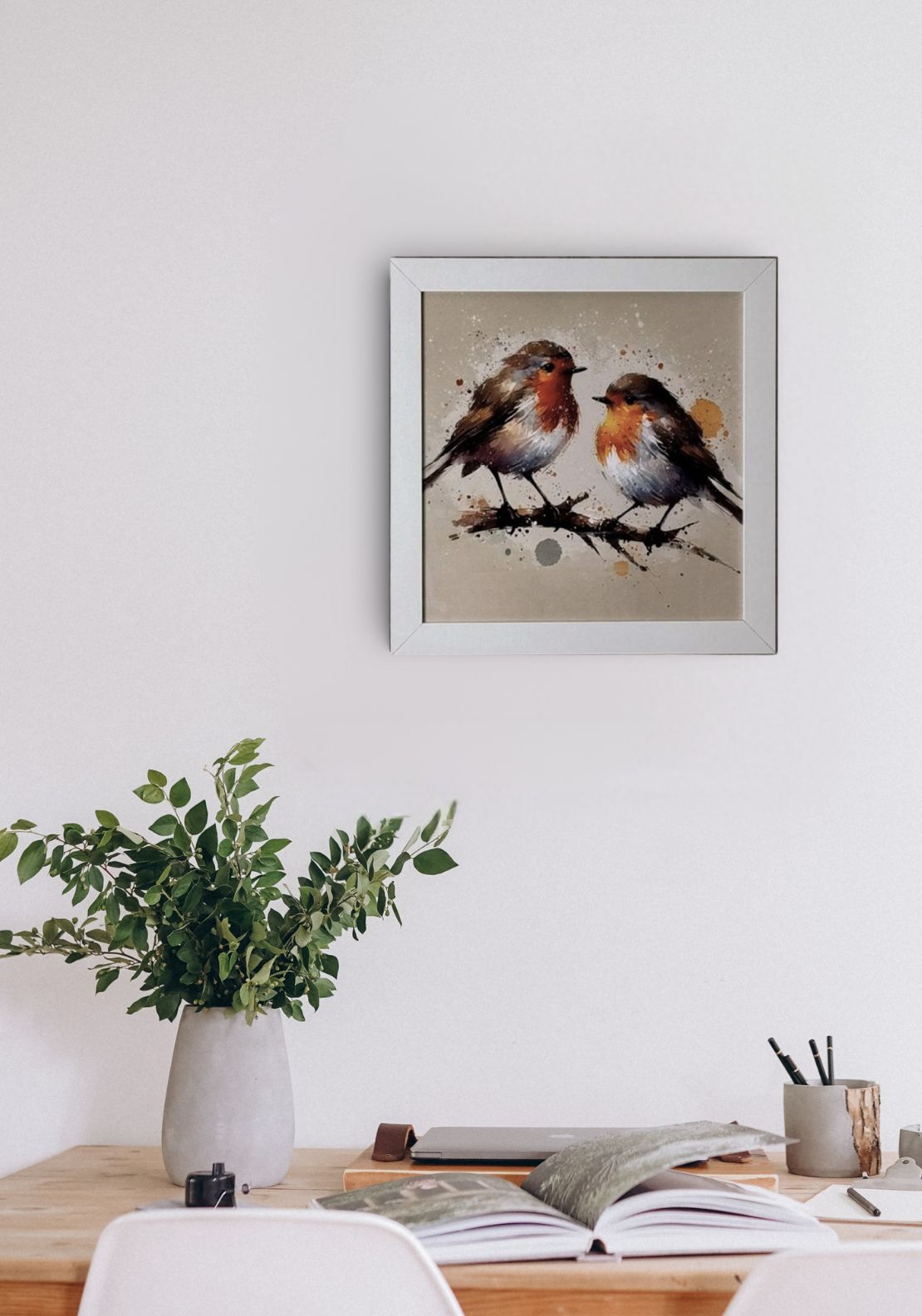 The Home Collection Two Robins Framed Picture - White 2 Shaws Department Stores