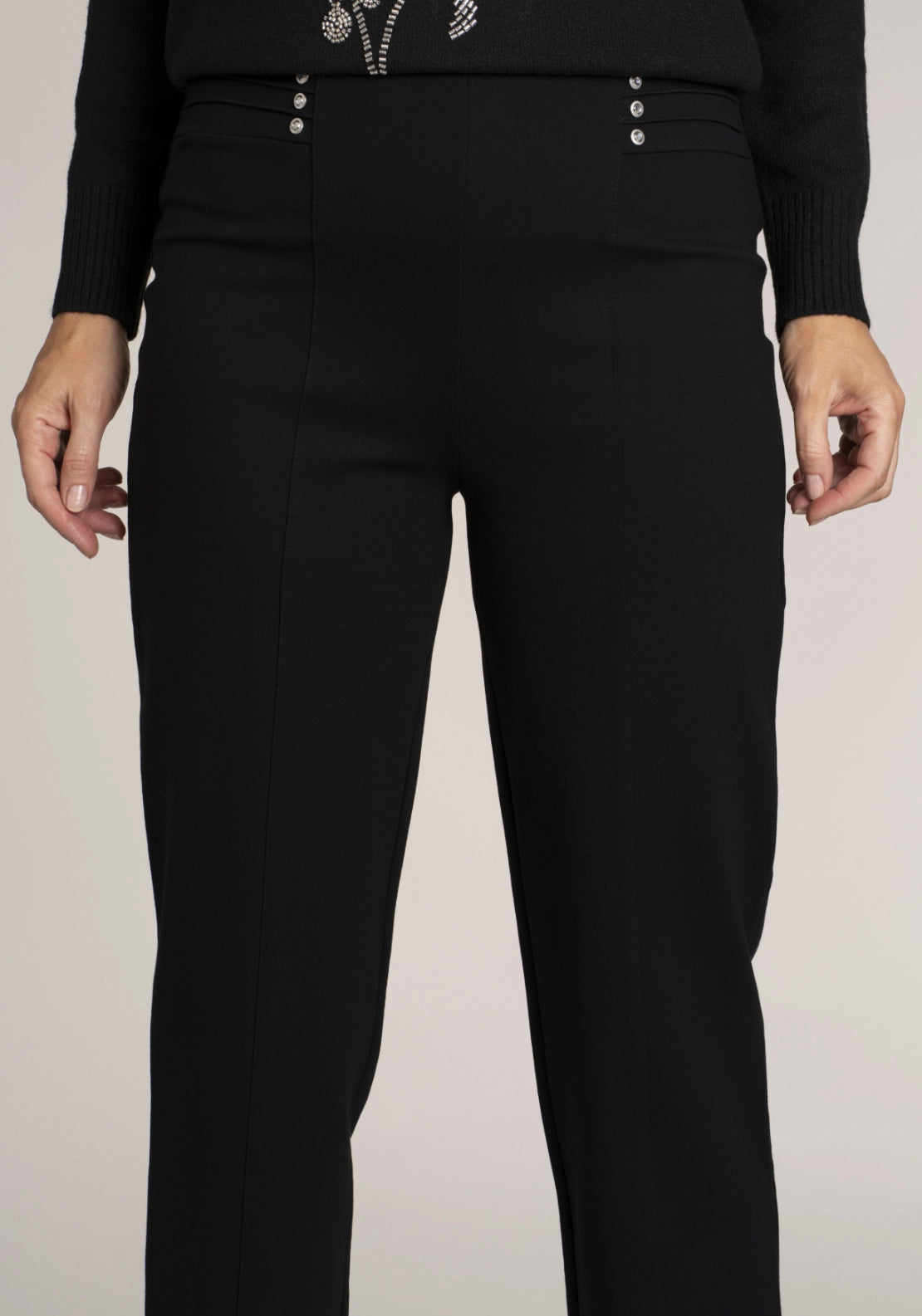 Tea Lane Ponte Diamonte Trouser - Black 4 Shaws Department Stores
