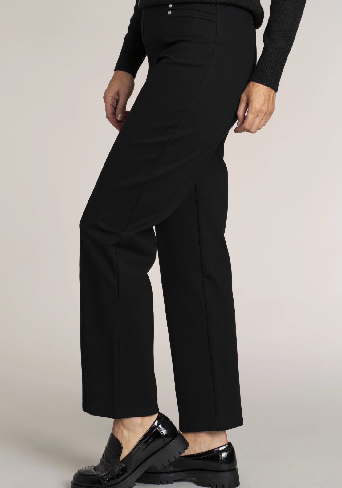 Tea Lane Ponte Diamonte Trouser - Black 3 Shaws Department Stores