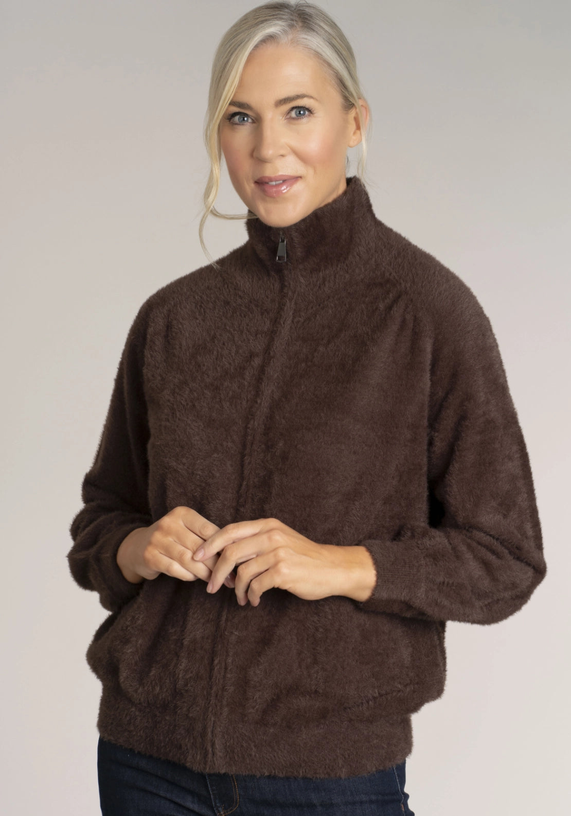 Feather Yarn  Bomber - Brown