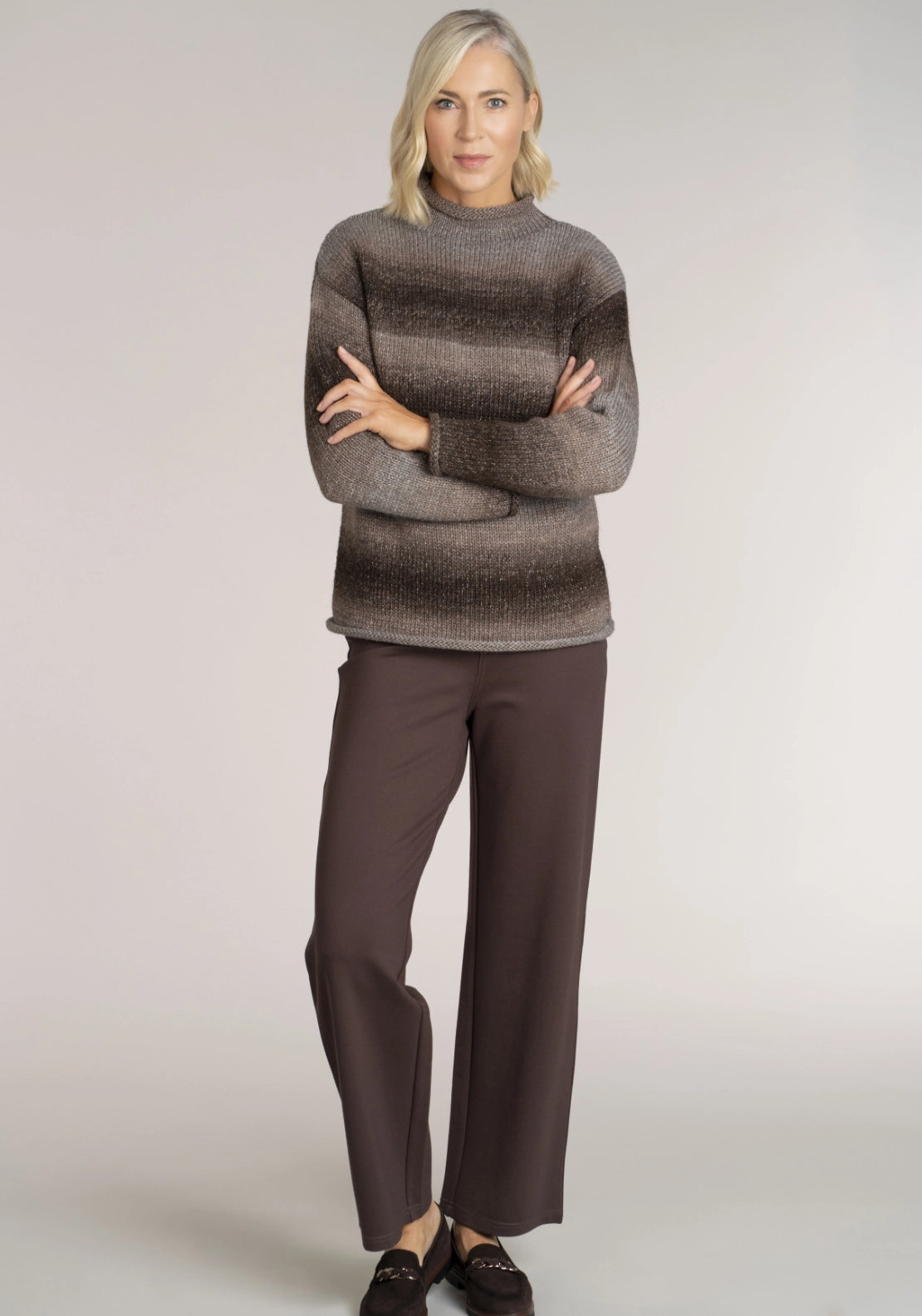 Ombre Turtle Neck Sweater - Brown