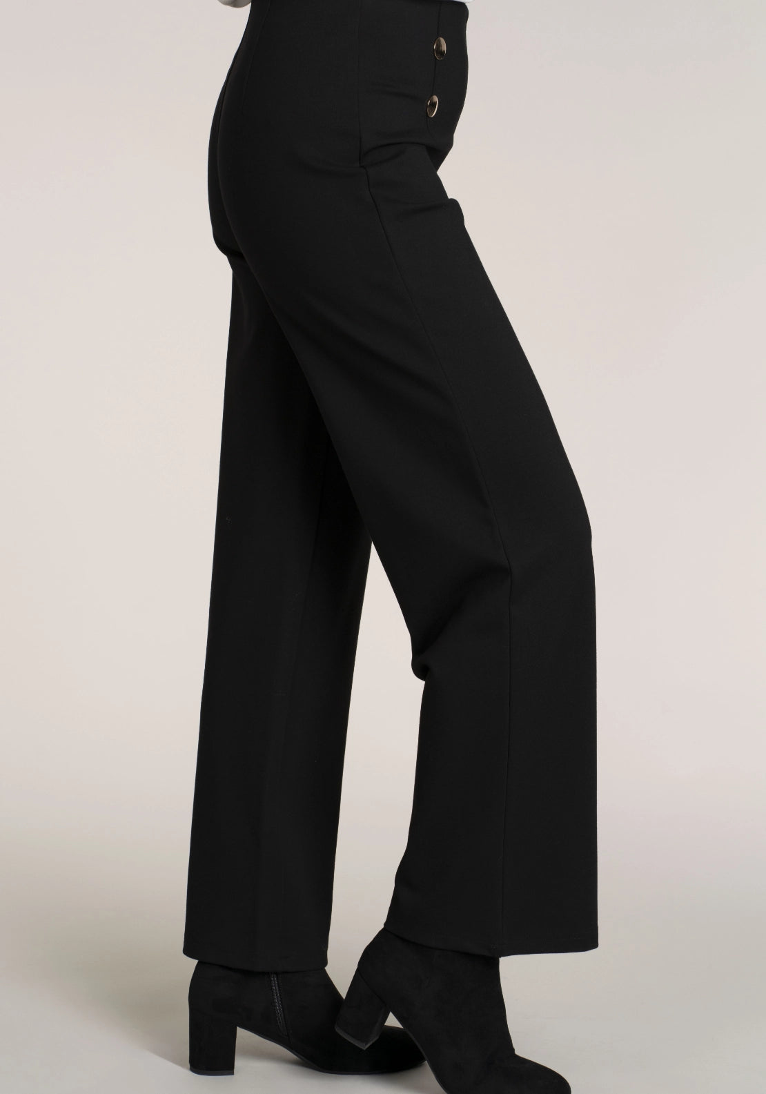 Tea Lane Ponte Button Trouser - Black 3 Shaws Department Stores