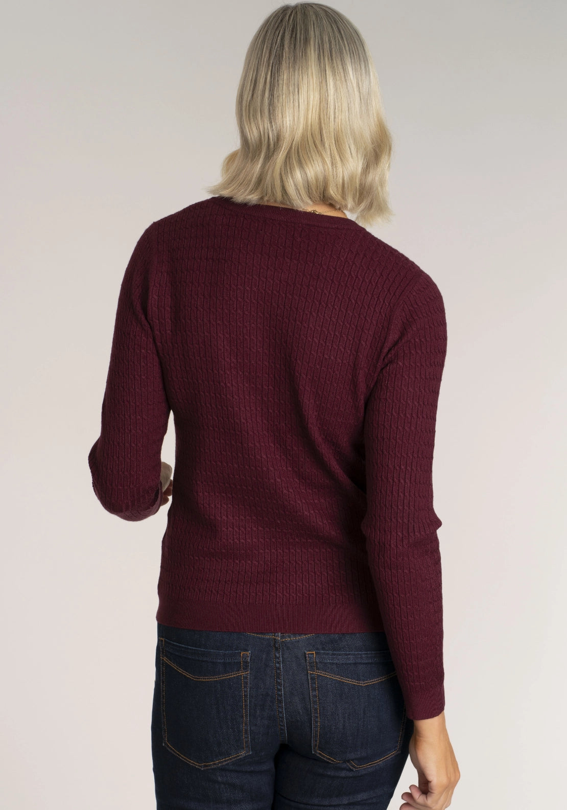 Cable Knit Sweater - Burgundy
