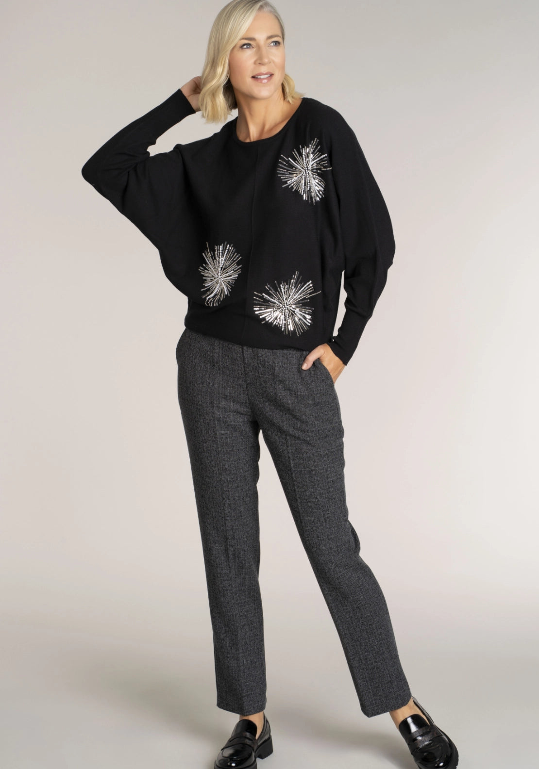 Firework Embellished Sweater - Black