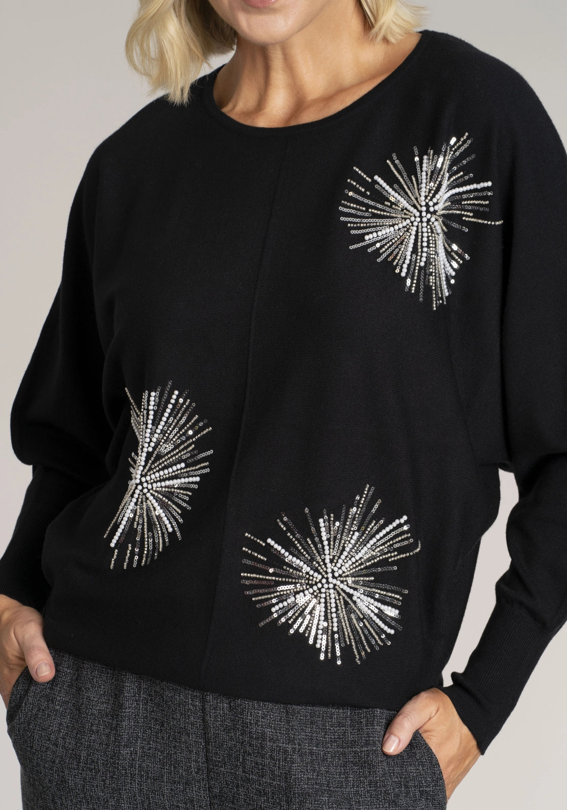 Firework Embellished Sweater - Black