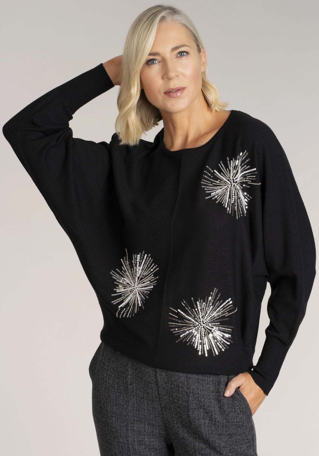 Firework Embellished Sweater - Black