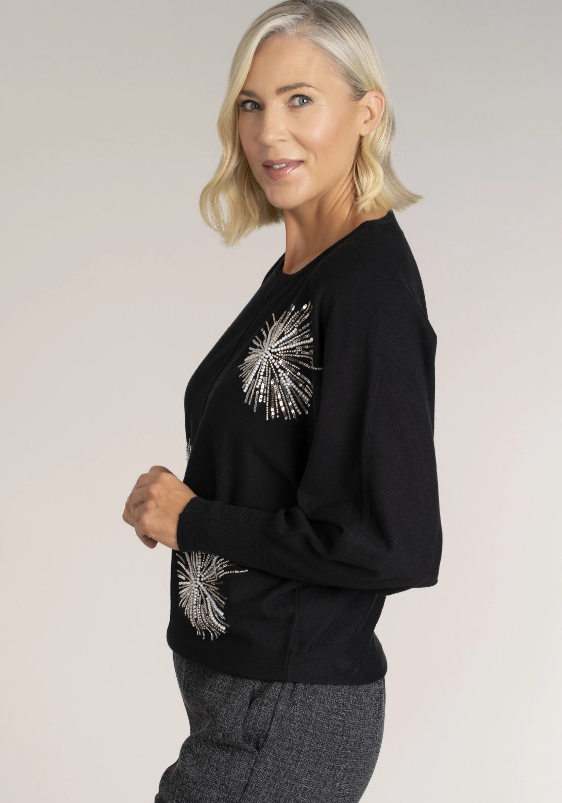 Firework Embellished Sweater - Black