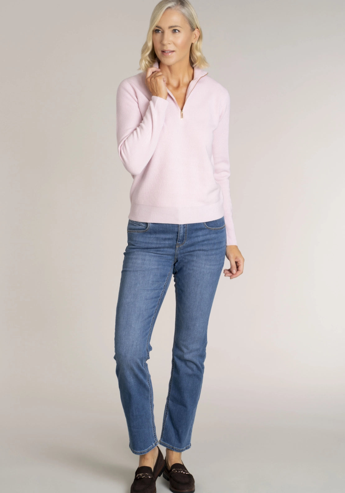 Cashmillon Zip Neck Jumper - Purple