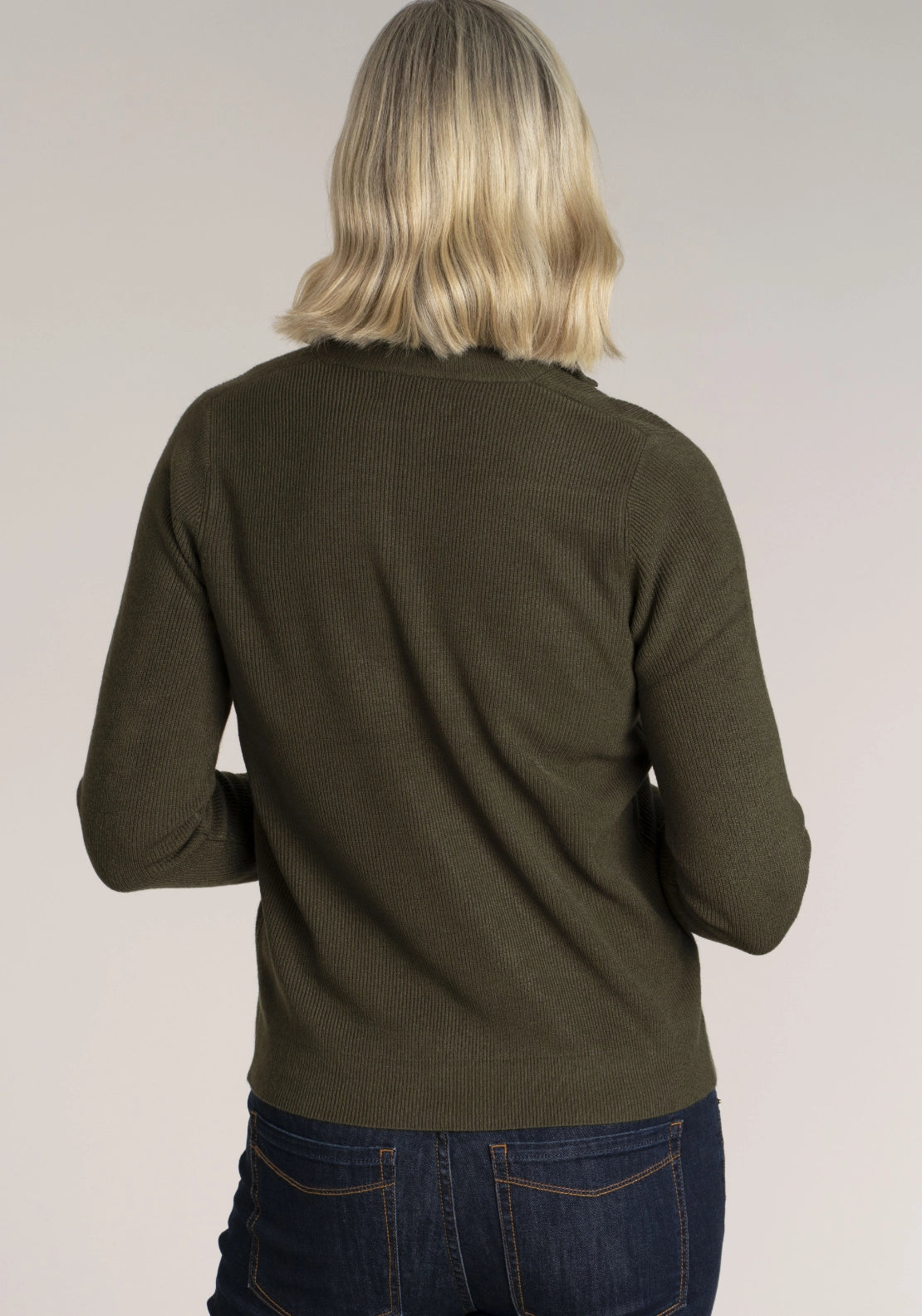 Cashmillon Zip Neck Jumper - Dark Sage