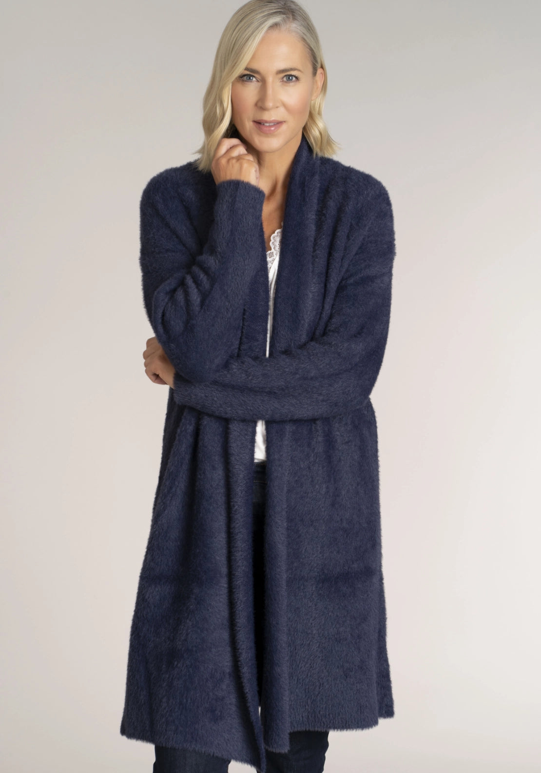 Feather Yarn Cardigan - Sparkle Navy