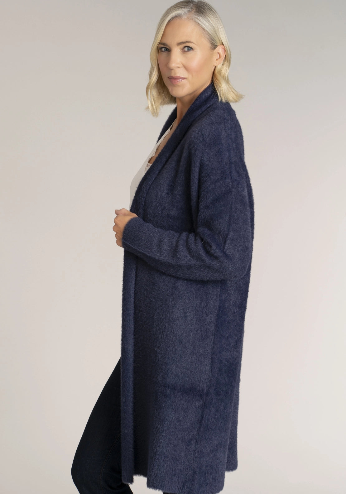 Feather Yarn Cardigan - Sparkle Navy