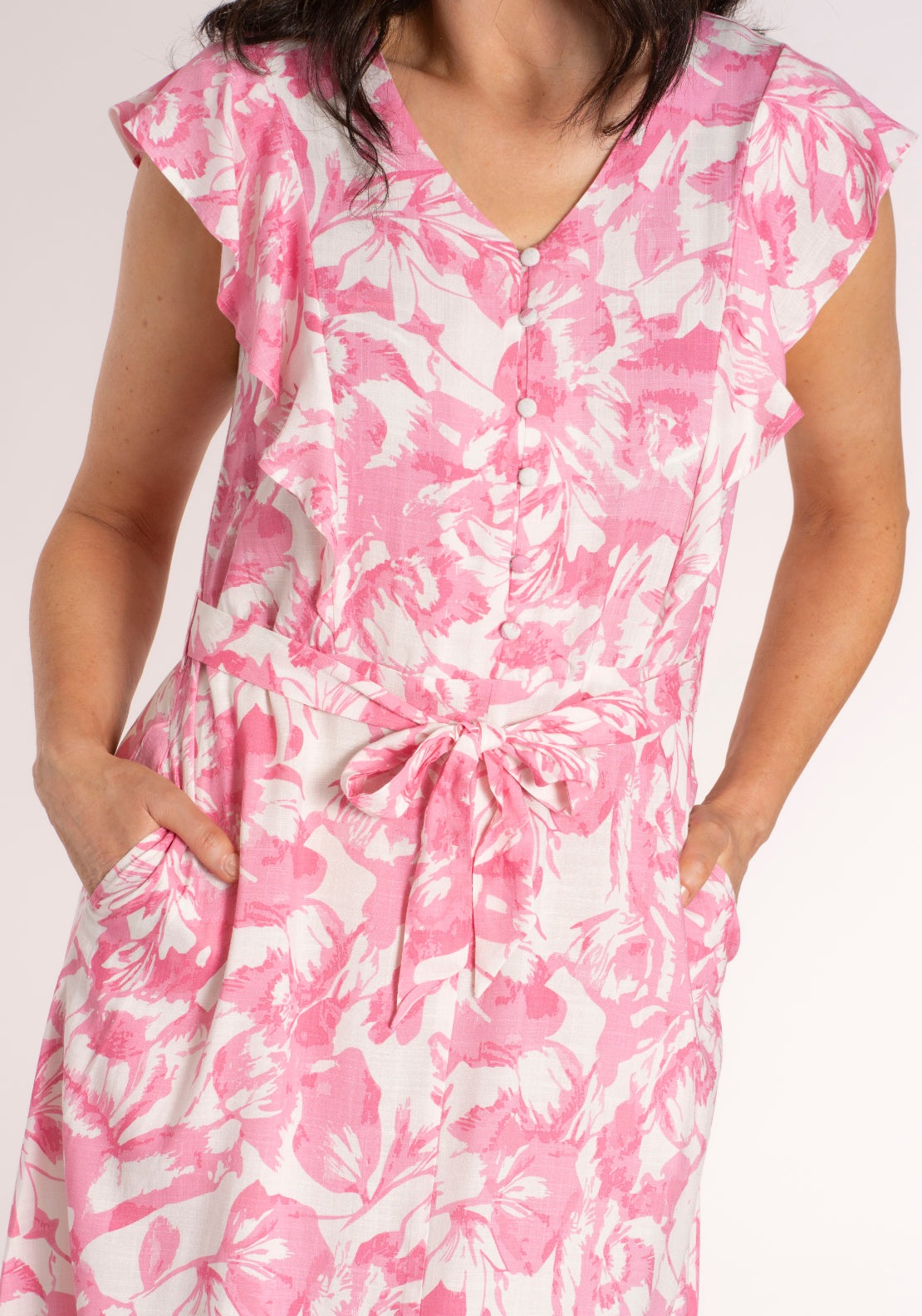 Tea Lane Floral Frill Dress - Pink 4 Shaws Department Stores