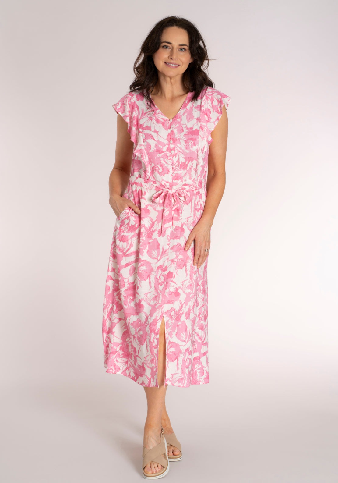 Tea Lane Floral Frill Dress - Pink 1 Shaws Department Stores