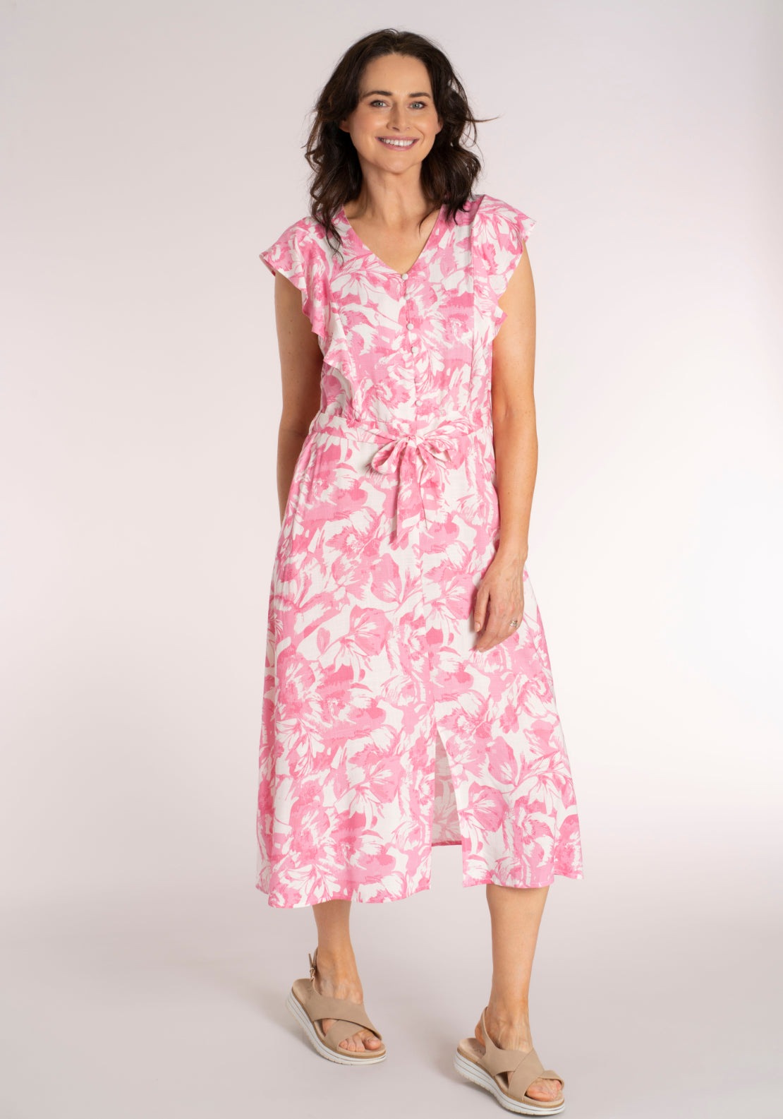 Tea Lane Floral Frill Dress - Pink 7 Shaws Department Stores