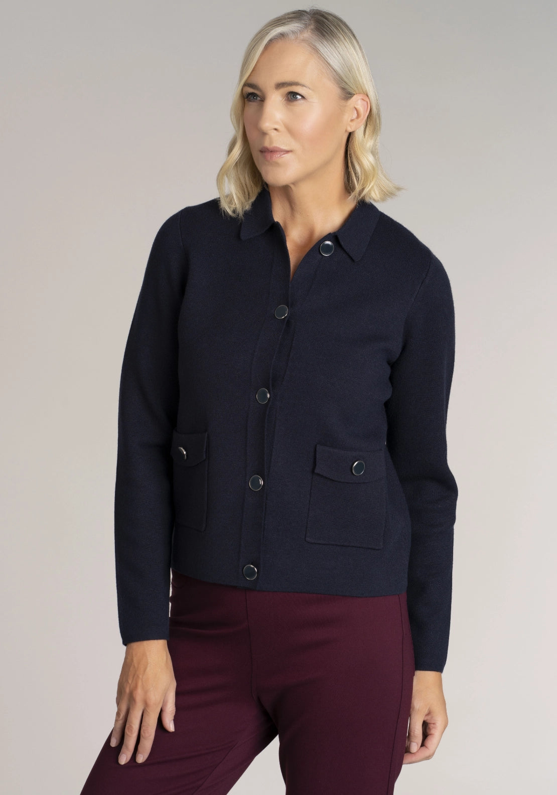 Everyday Button Cardigan - Navy