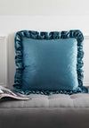 Reagan Soft Touch Matt Velvet Double Frill Cushion - Blue