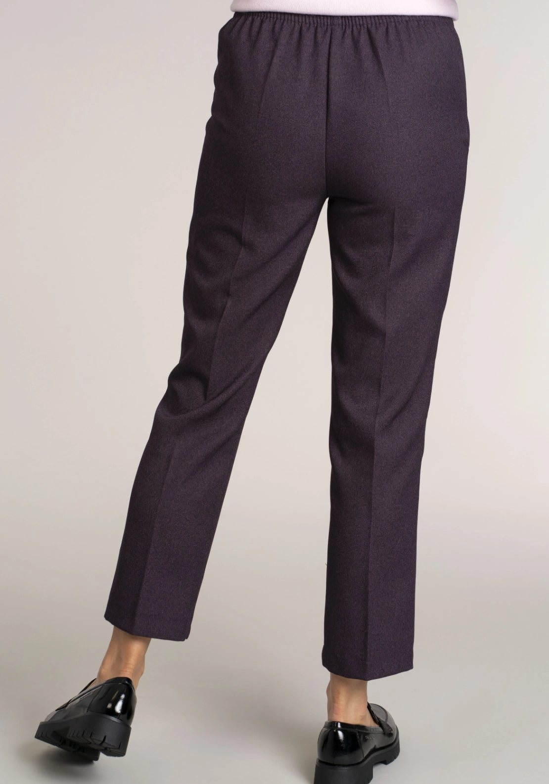 25 Inch Elastic Waistband Trousers - Plum