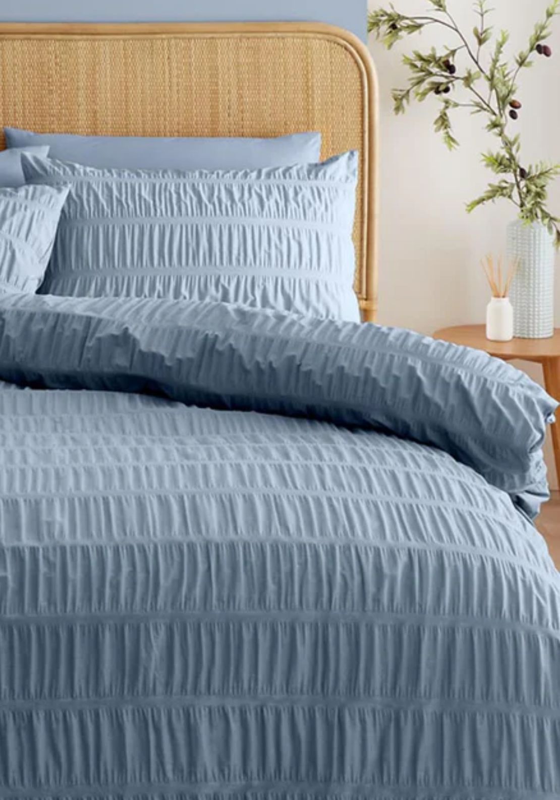 The Home Collection Textured Seersucker Duvet Cover Set - Blue 1 Shaws Department Stores