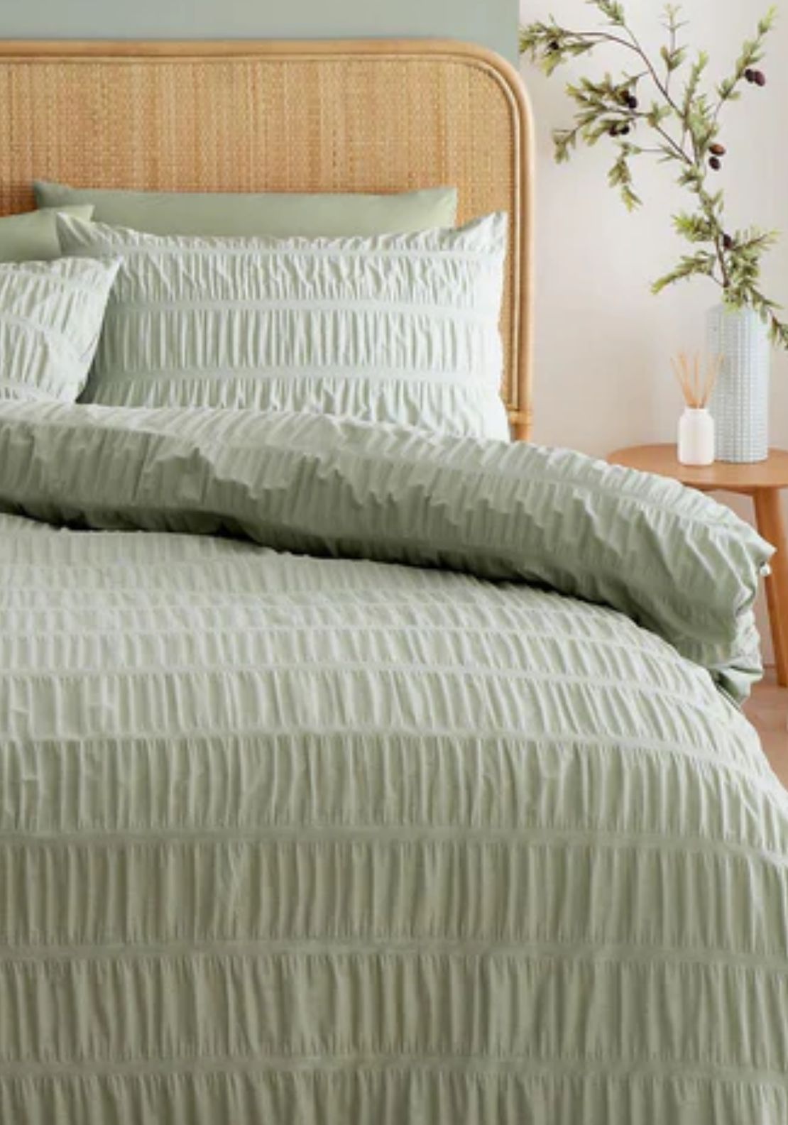 The Home Collection Textured Seersucker Duvet Cover Set - Green 1 Shaws Department Stores
