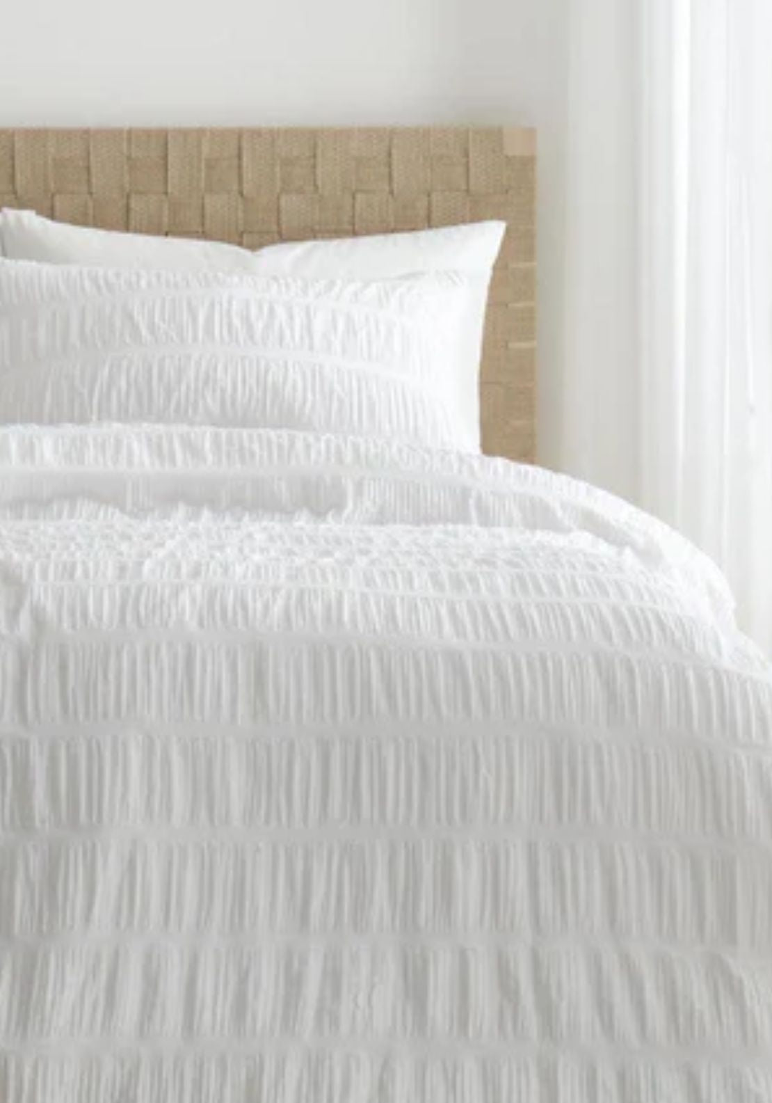 The Home Collection Textured Seersucker Duvet Cover Set - White 1 Shaws Department Stores