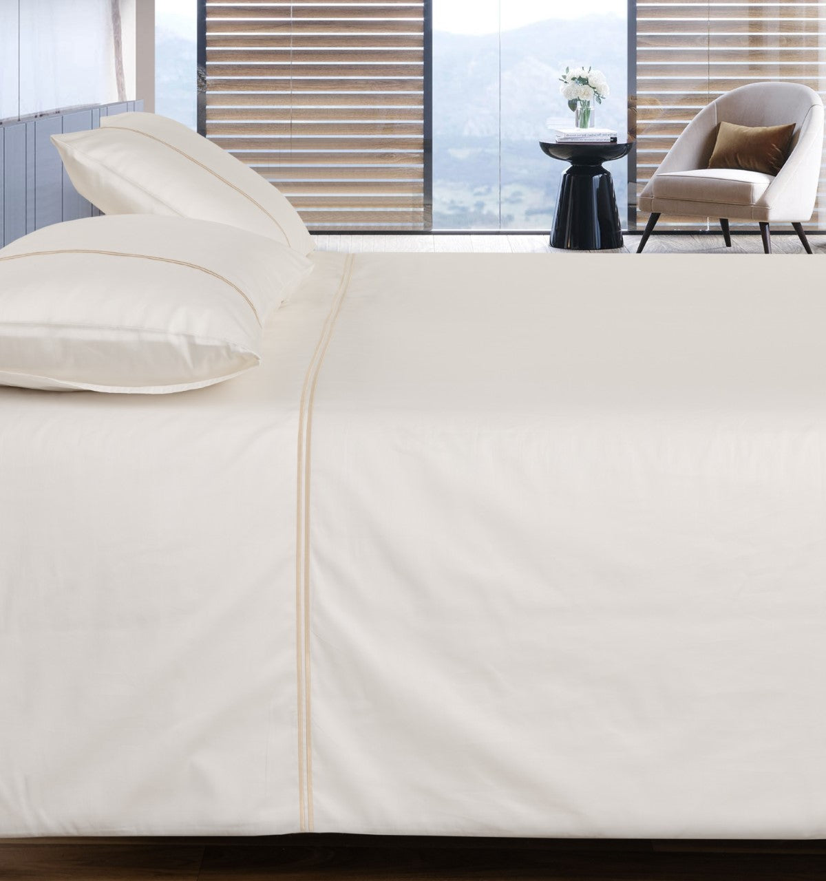 Heather &amp; Ferne Two-Row Cord Duvet Set - Cream 1 Shaws Department Stores