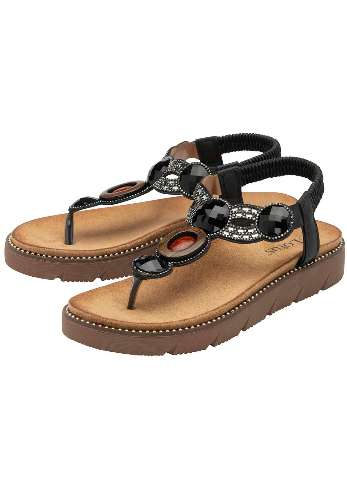 Lotus Alcina Sandal - Black 1 Shaws Department Stores