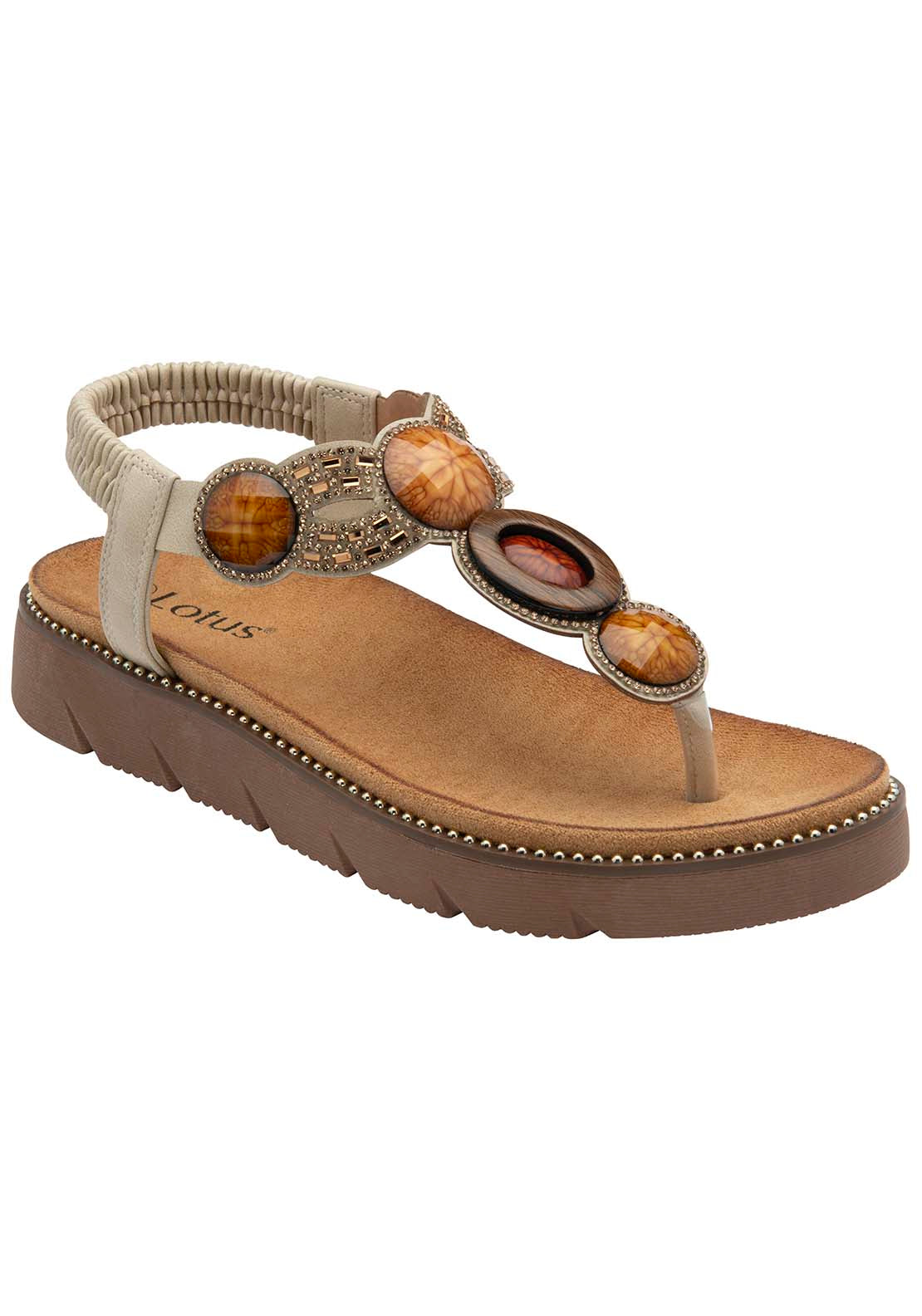 Lotus Alcina Sandal - Beige 3 Shaws Department Stores