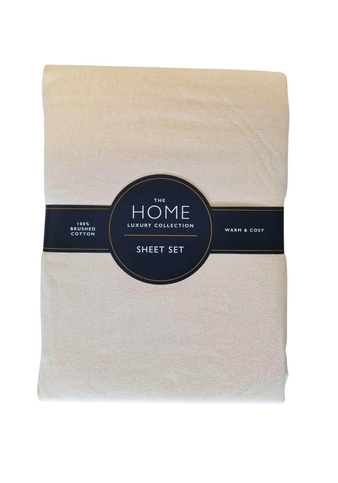 The Home Luxury Collection Brushed Cotton Sheet Set - Sand 1 Shaws Department Stores