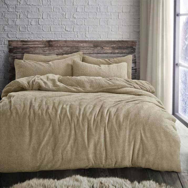 The Home Collection Teddy Duvet Set - Taupe 1 Shaws Department Stores