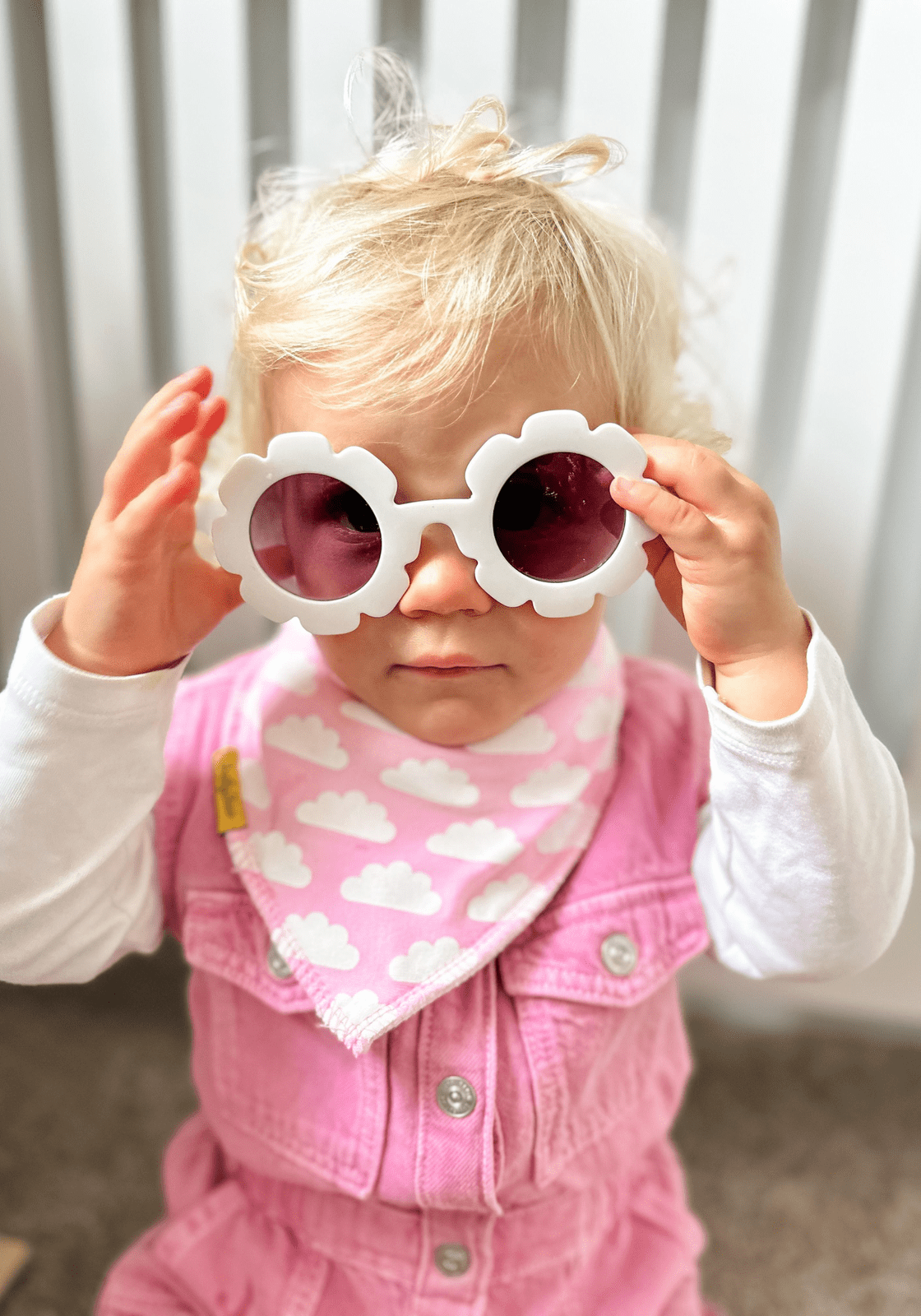 Babyboo Up in the Pink clouds organic cotton DribbleBoo bandana - Pink 2 Shaws Department Stores