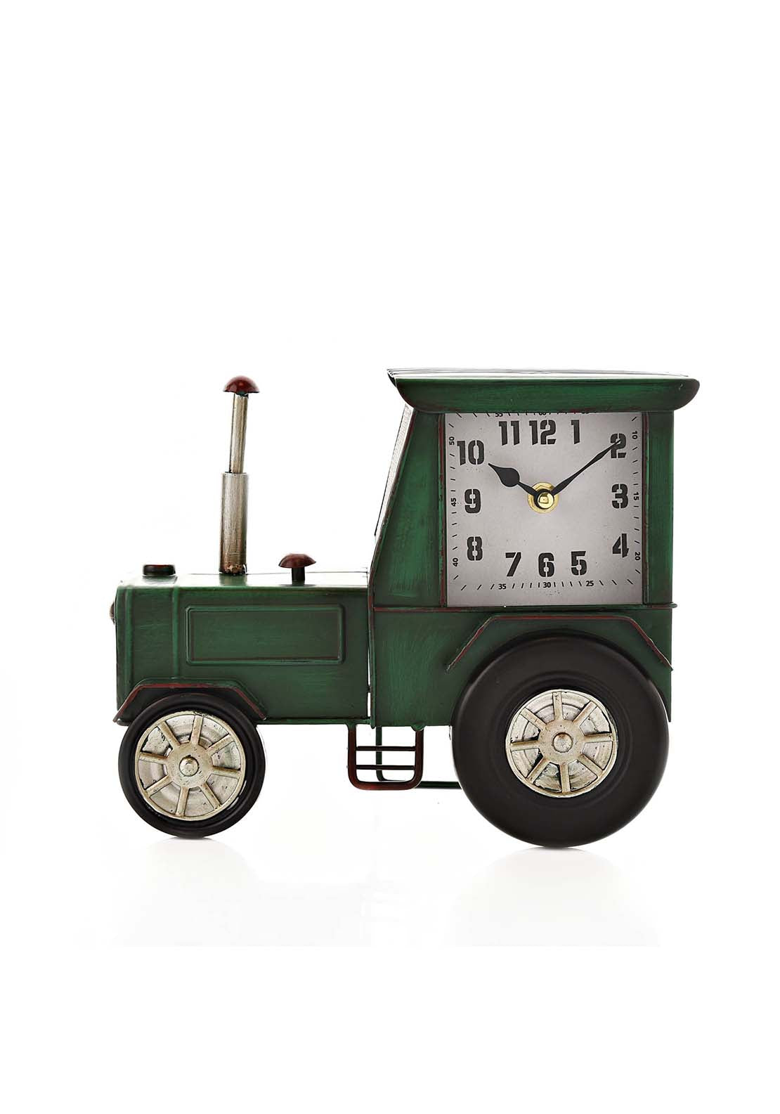 Hometime Mantel Clock - Dark Green Tractor 2 Shaws Department Stores