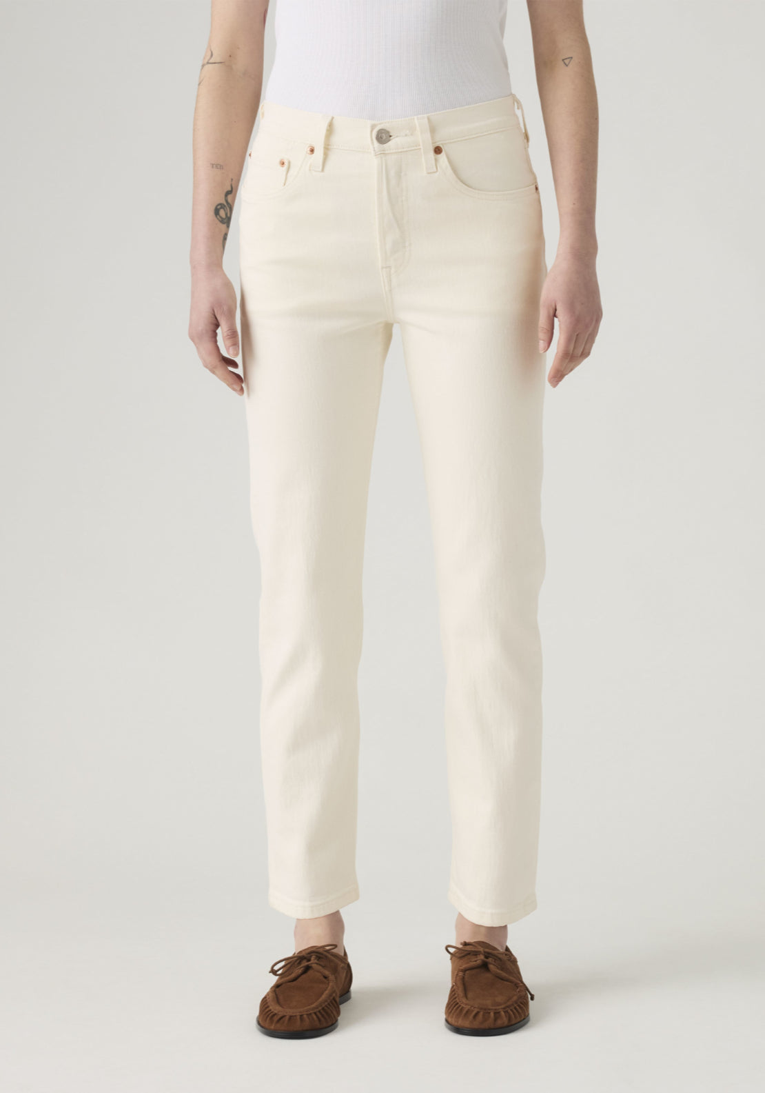 Levis 501 Crop Jeans - White 1 Shaws Department Stores