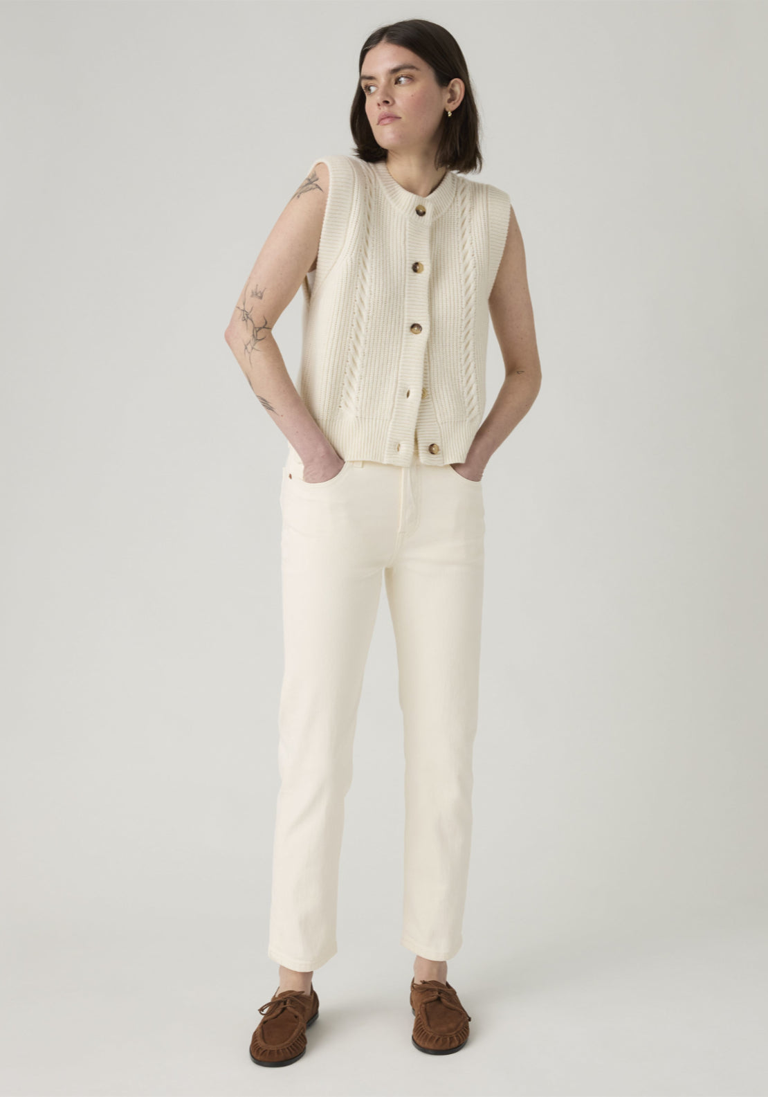 Levis 501 Crop Jeans - White 6 Shaws Department Stores