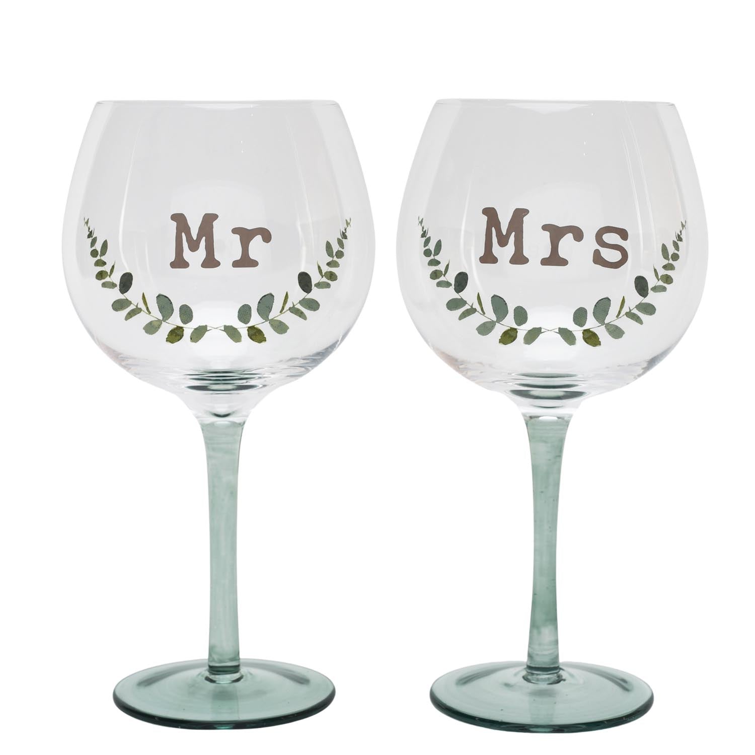 Celebrations Love Story Gin Glass Set of 2 &quot;Mr&quot; &amp; &quot;Mrs&quot; 1 Shaws Department Stores